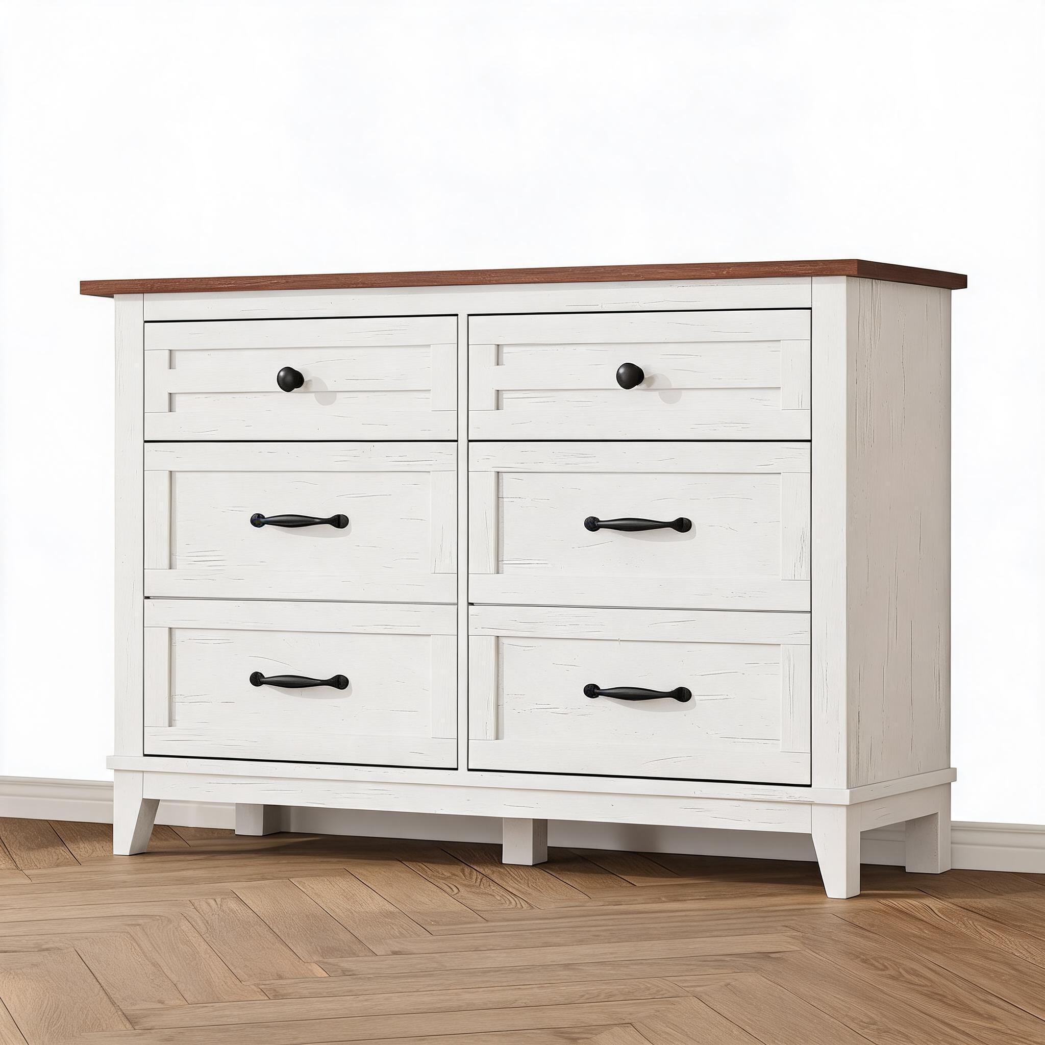 Spacious Storage Solution 6 Drawer Dresser – Modern Wooden Chest for Bedroom