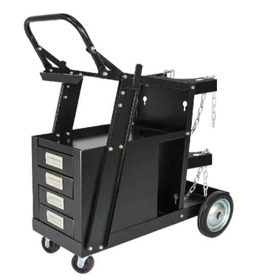 Heavy Duty Welding Cart with 4 Drawers, 270LB, Tank Storage for MIG TIG Plasma