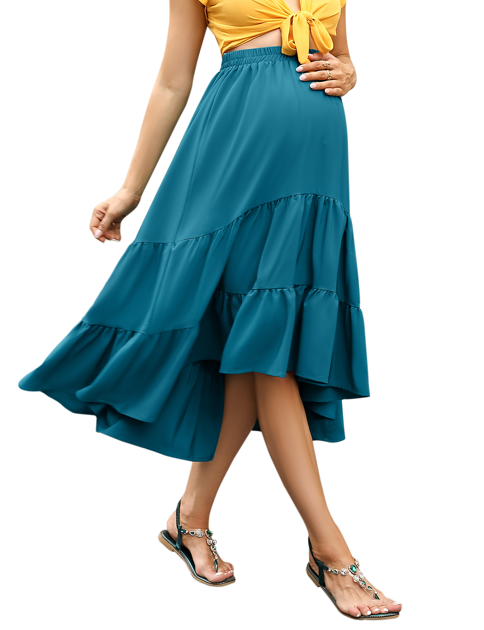 Maternity Dress Women's High Waist Floral Print Flowy Swing A Line Long Skirts - Picture 26 of 31