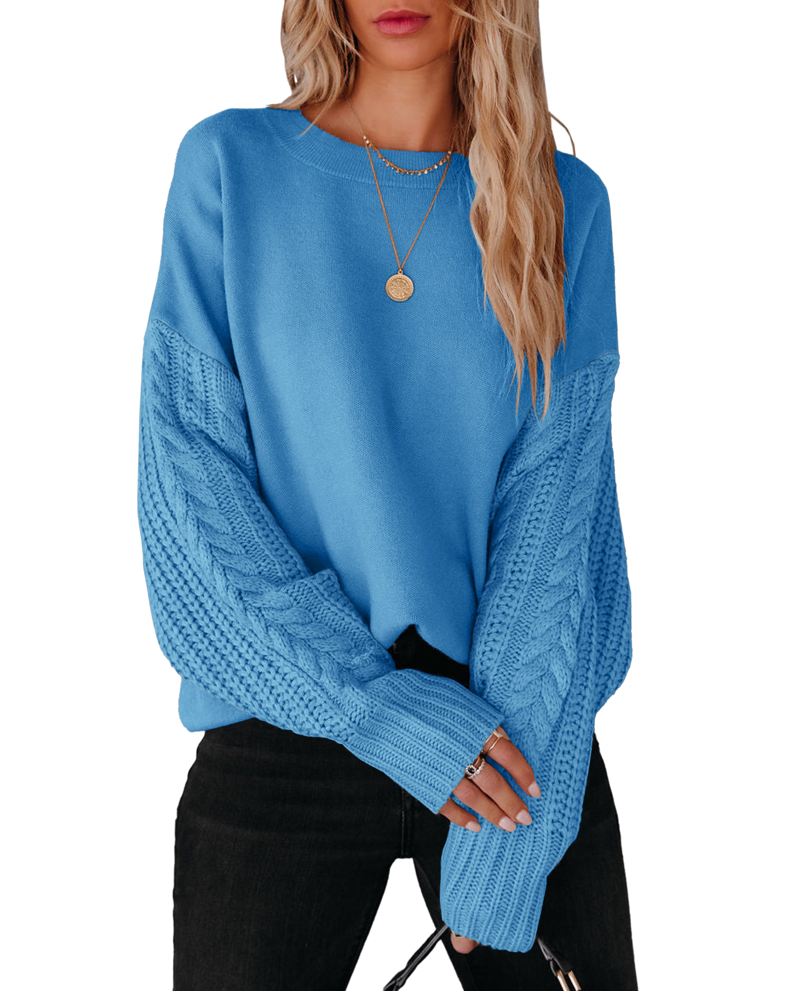 Women's 2025 Winter Pullover Sweater Casual Long Sleeve Crewneck Loose Chunky Kn - Picture 19 of 29