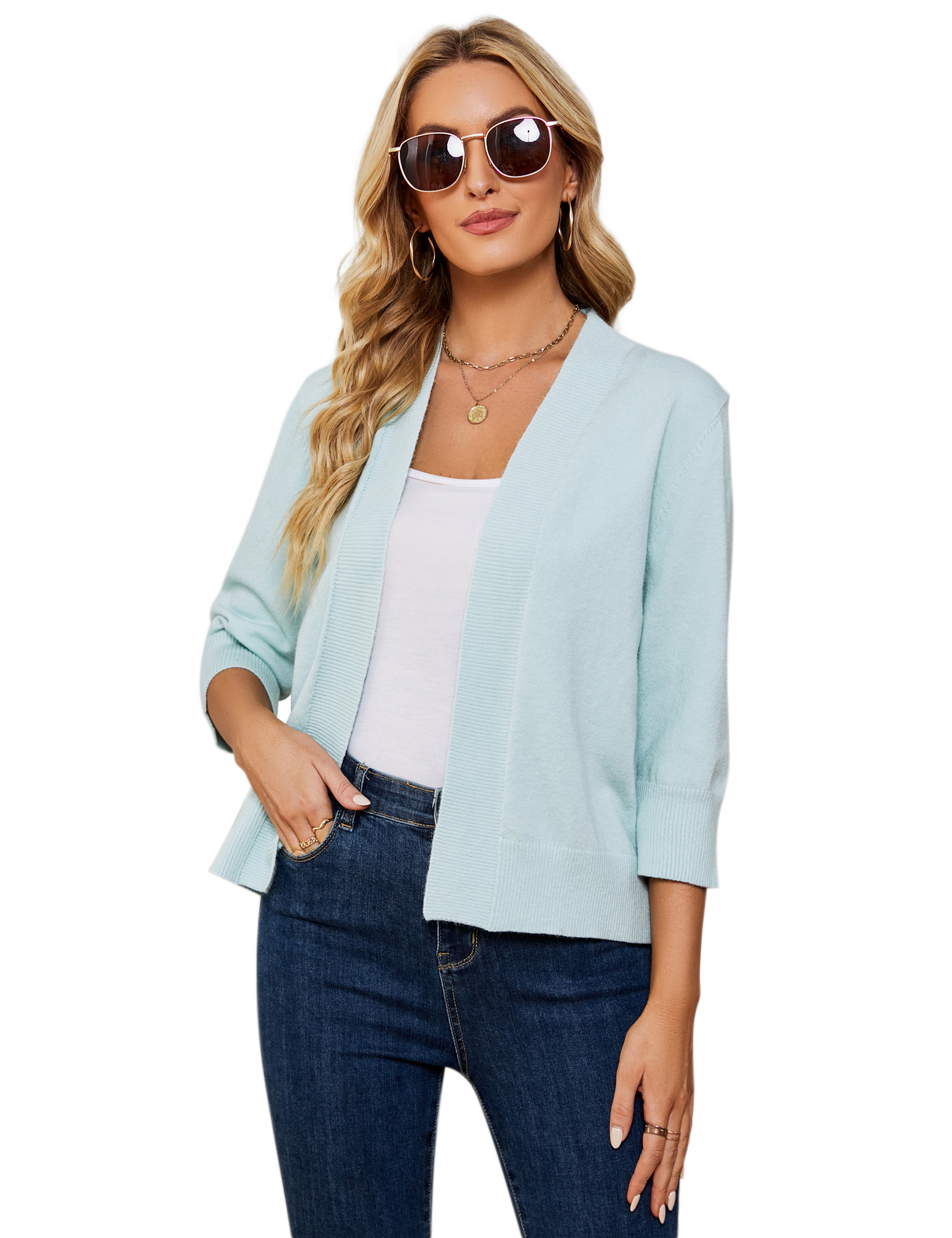 Women's 2025 Fashion Casual Open Front Long Sleeve Knit Cardigans - Picture 18 of 48