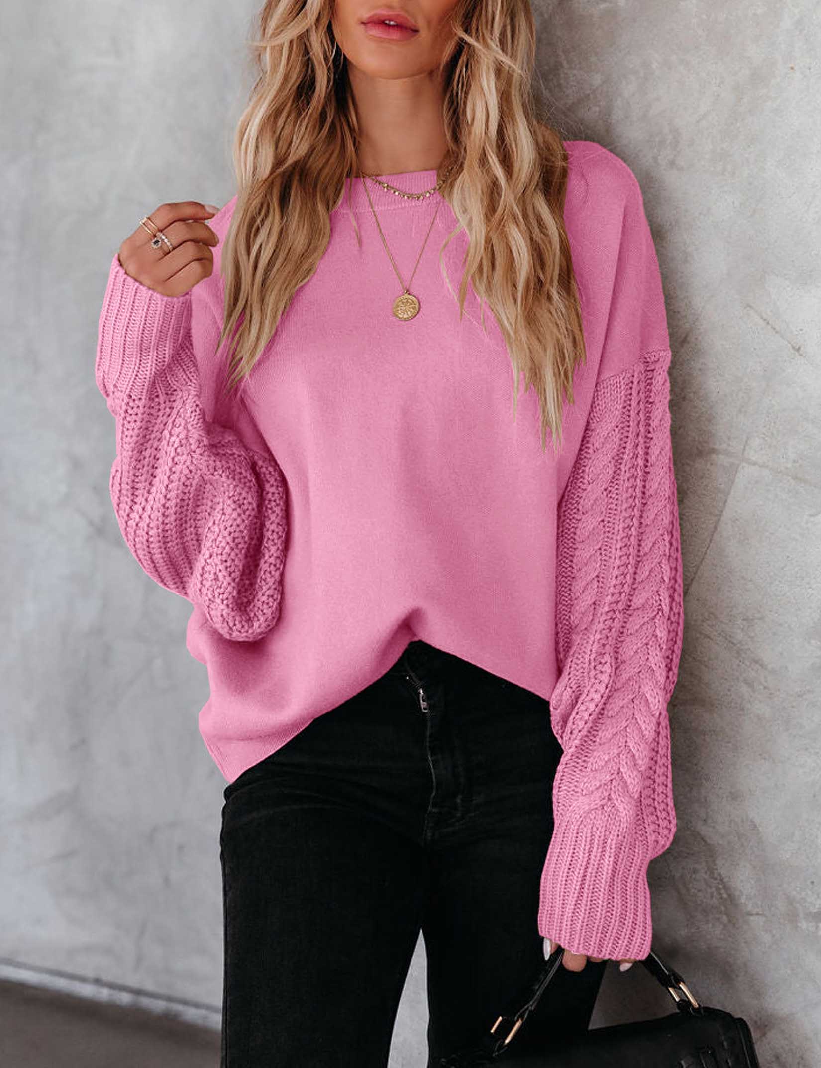 Women's 2025 Winter Pullover Sweater Casual Long Sleeve Crewneck Loose Chunky Kn - Picture 25 of 29