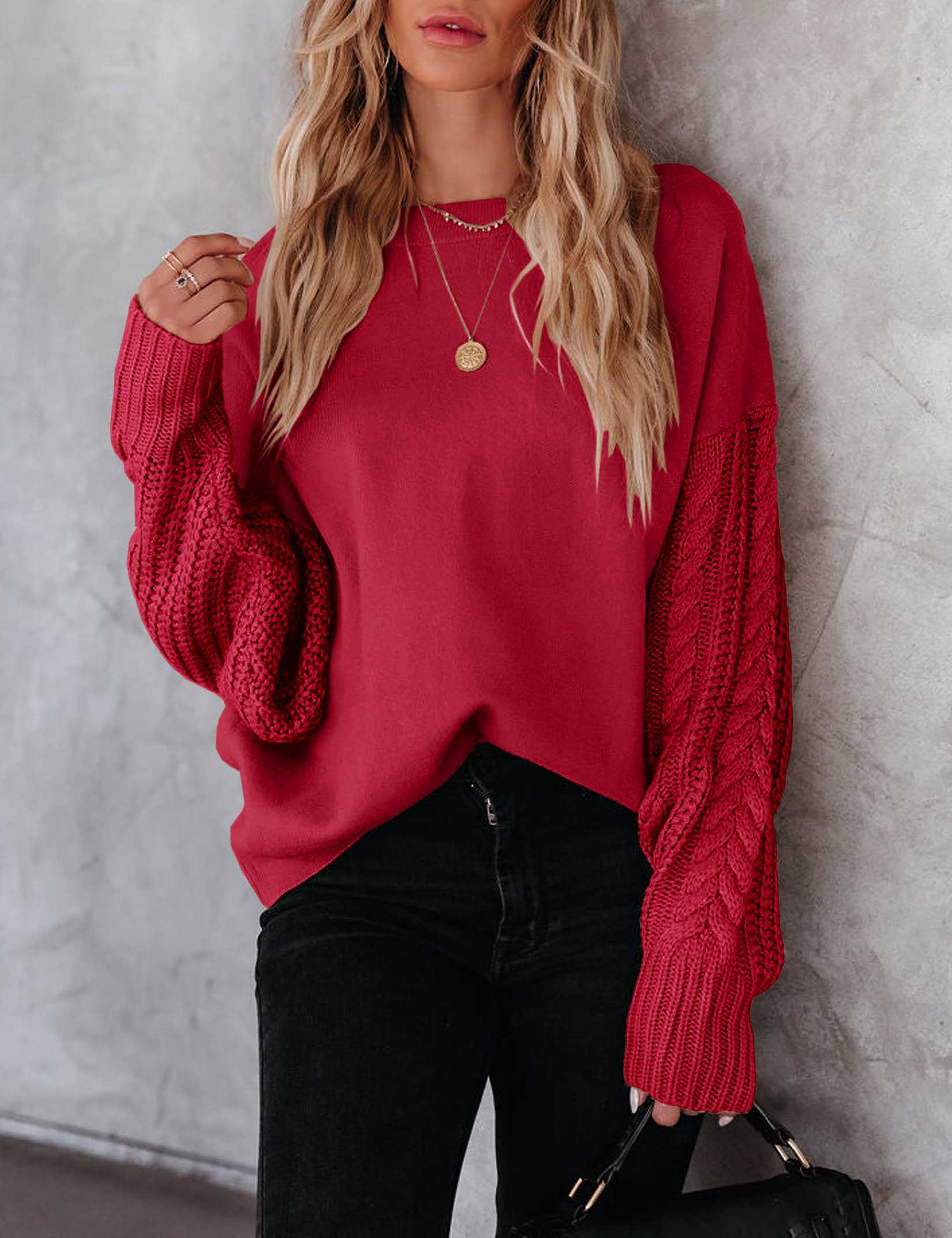 Women's 2025 Winter Pullover Sweater Casual Long Sleeve Crewneck Loose Chunky Kn - Picture 18 of 29