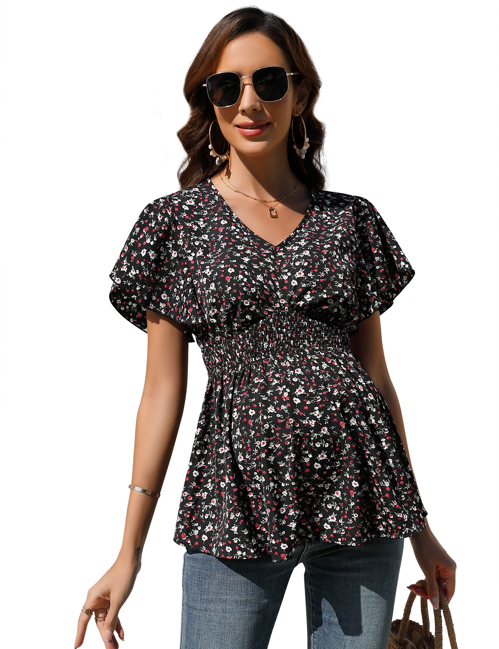 Maternity Short Sleeve Nursing Tops V Neck Breastfeeding Tees Pregnancy Clothes - Picture 33 of 39