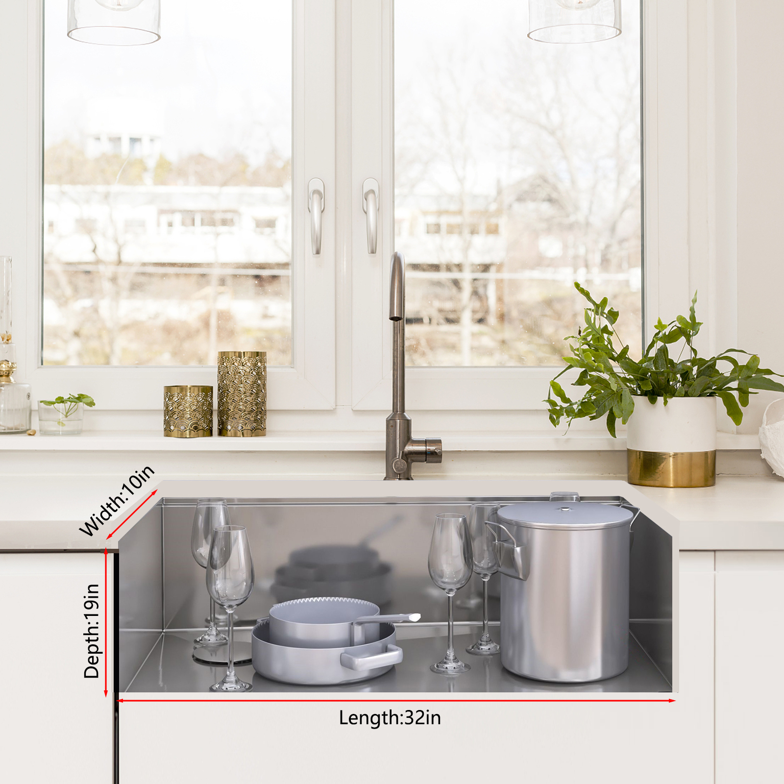 30"/32" Kitchen Sink for Single Bowl Undermount Kitchen Sink Stainless Steel