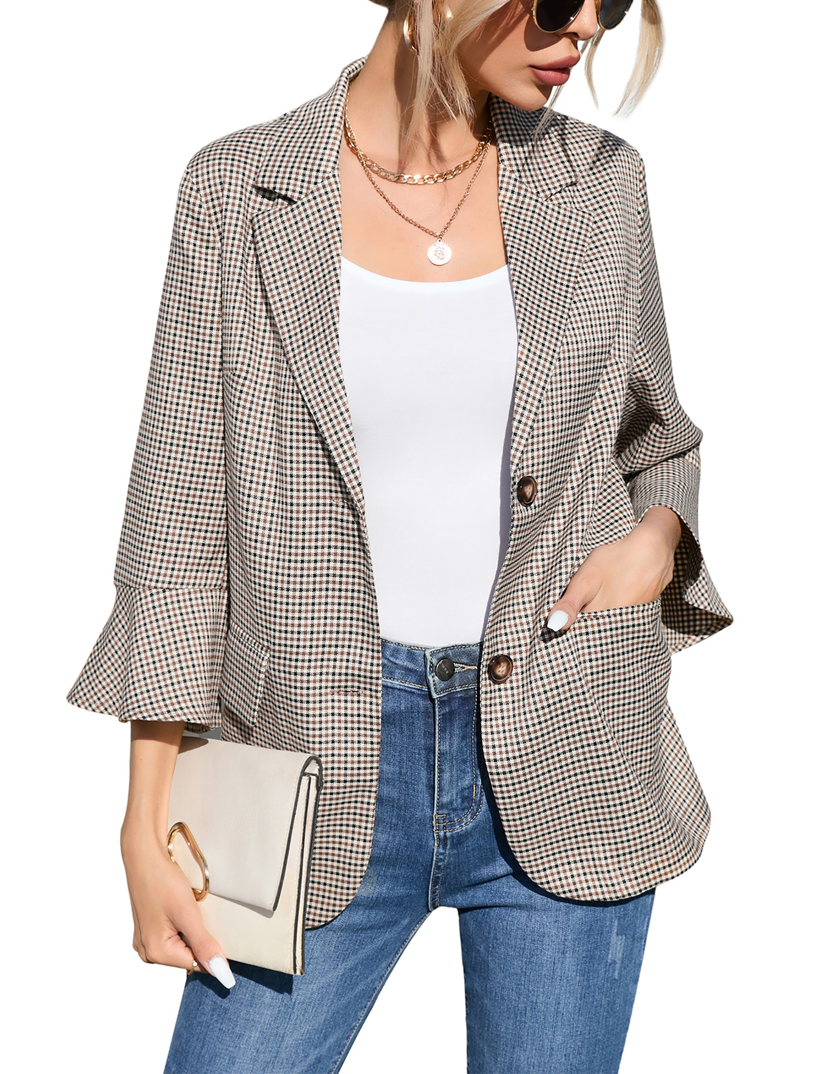 Women's Suit Jackets Dressy 3/4 Sleeve Blazer Business Casual Outfits for Work - Picture 28 of 28