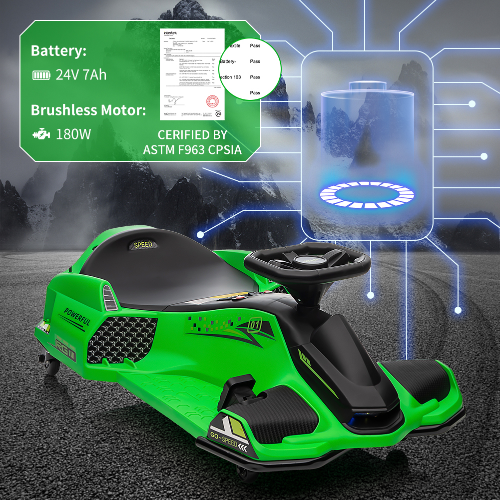 24V Electric Go Kart 180W Brushless Motor Drift Ride On High Low Speed 8-12