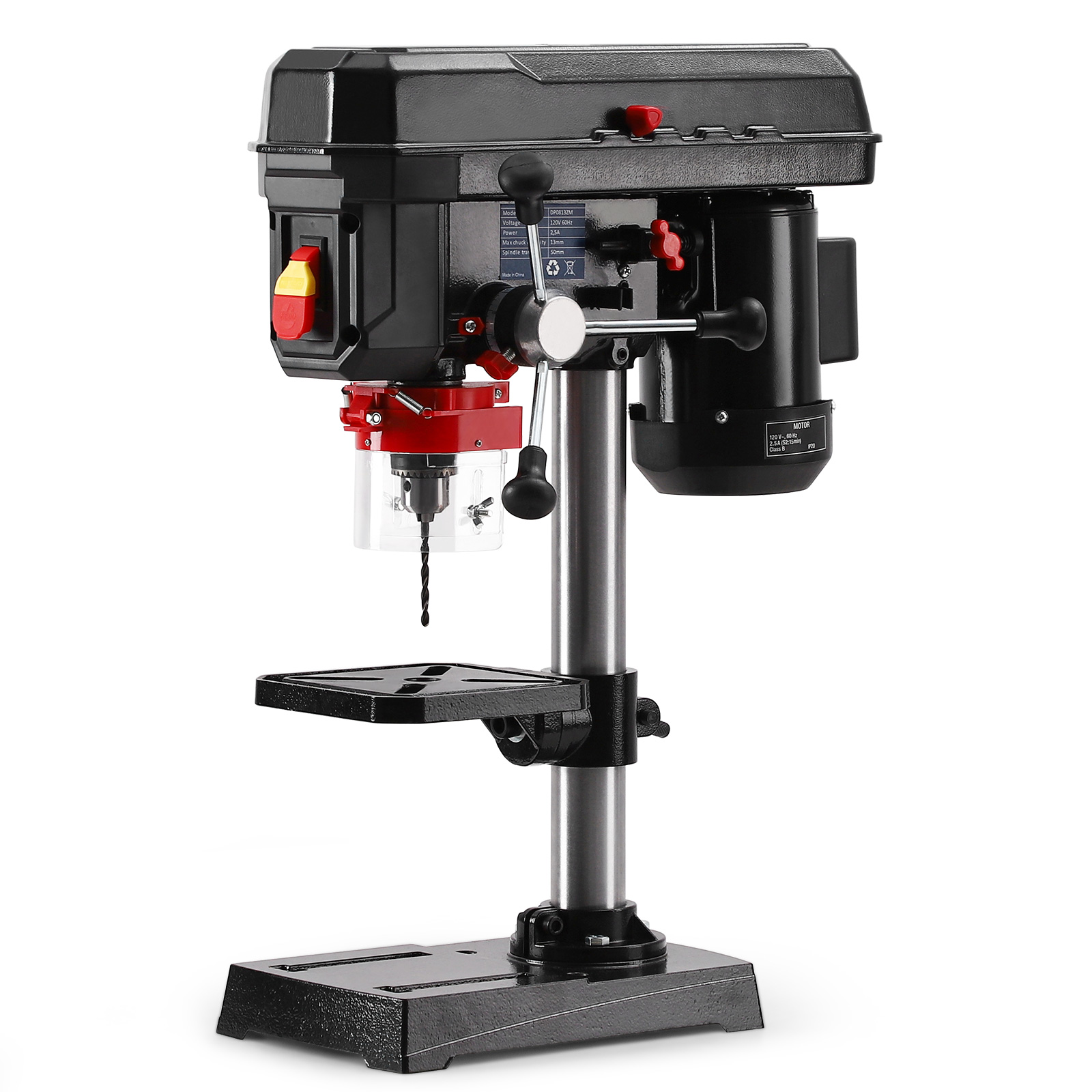 8&Prime; Benchtop Drill Press 5-Speed 2.5A Tilting Worktable Wood Metal Bench Drill
