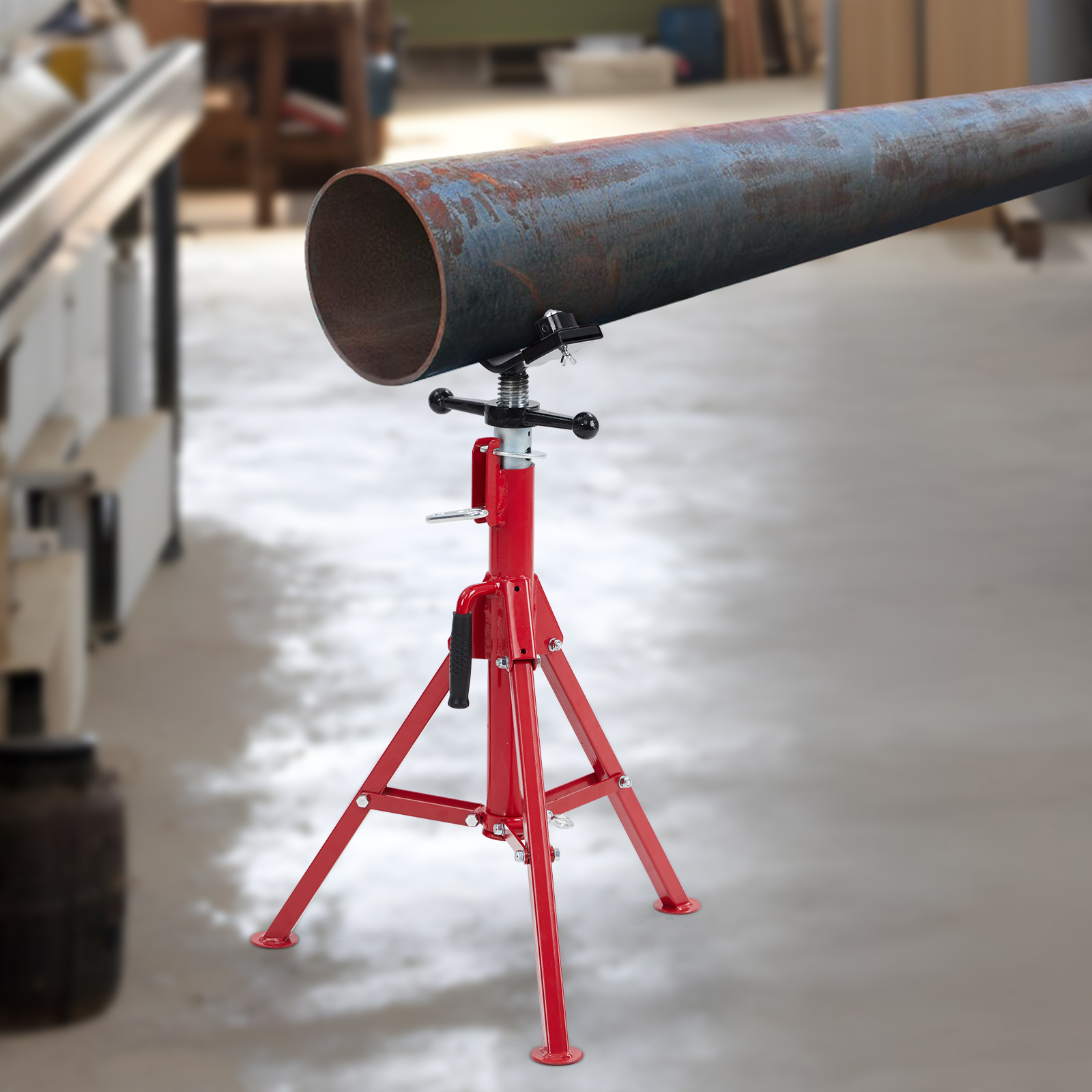 Pipe Jack Stand 2500LBs 24-52'' Adjustable 2/4-Ball V-Head Folding Legs welding - Picture 10 of 18