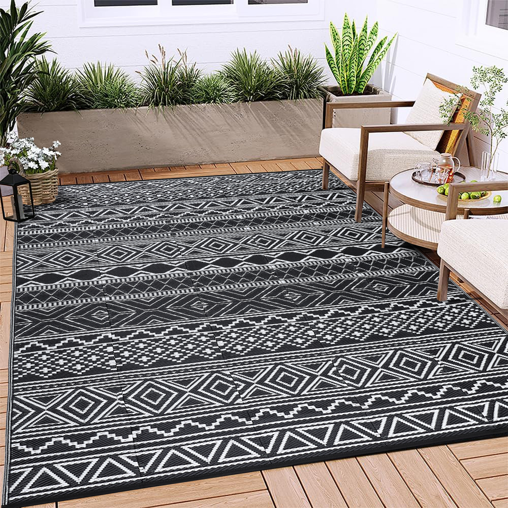 Outdoor Rug Reversible Plastic Straw Rug Modern Area Floor Mat RV Patio Backyard - Picture 36 of 165
