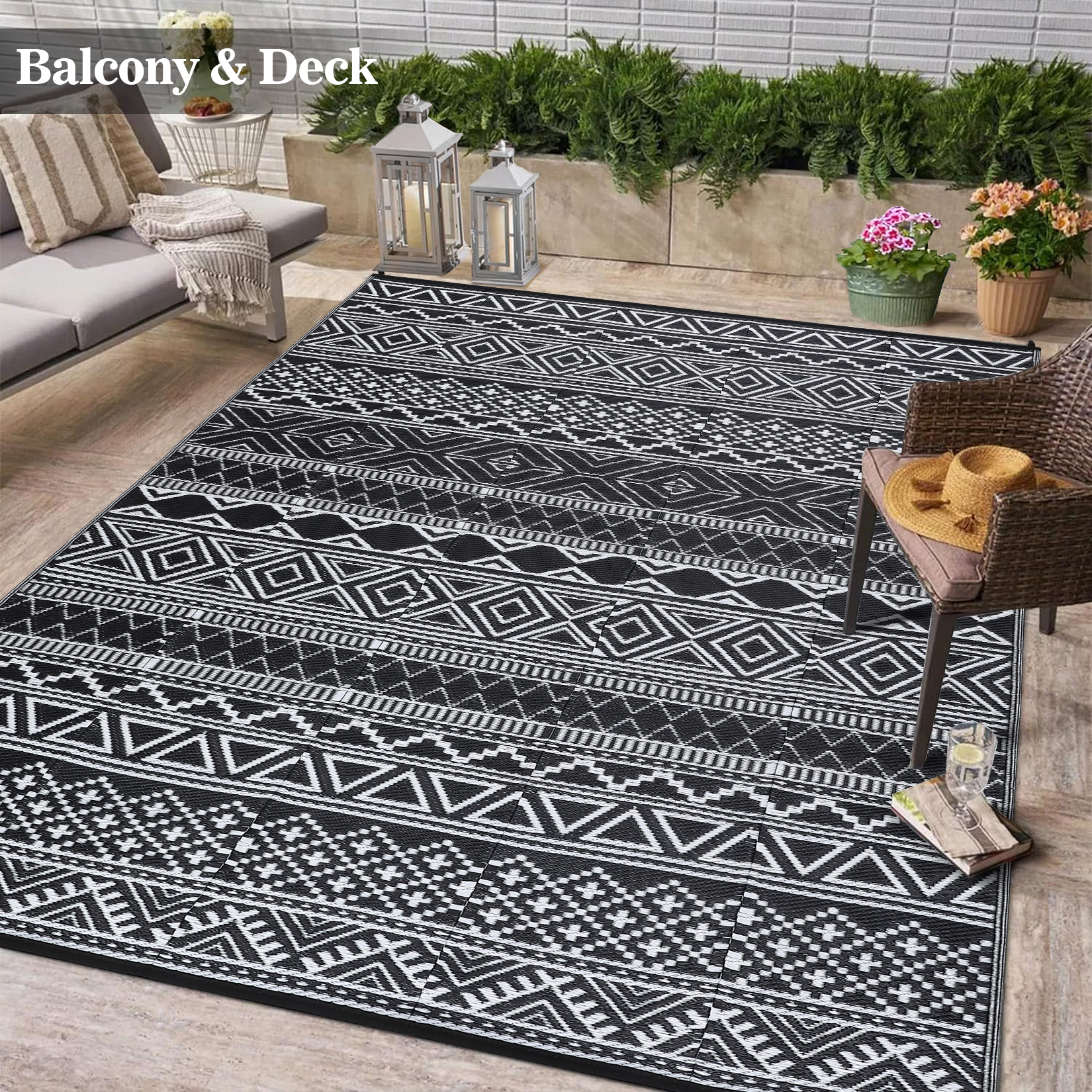 Outdoor Rug Reversible Plastic Straw Rug Modern Area Floor Mat RV Patio Backyard - Picture 46 of 165