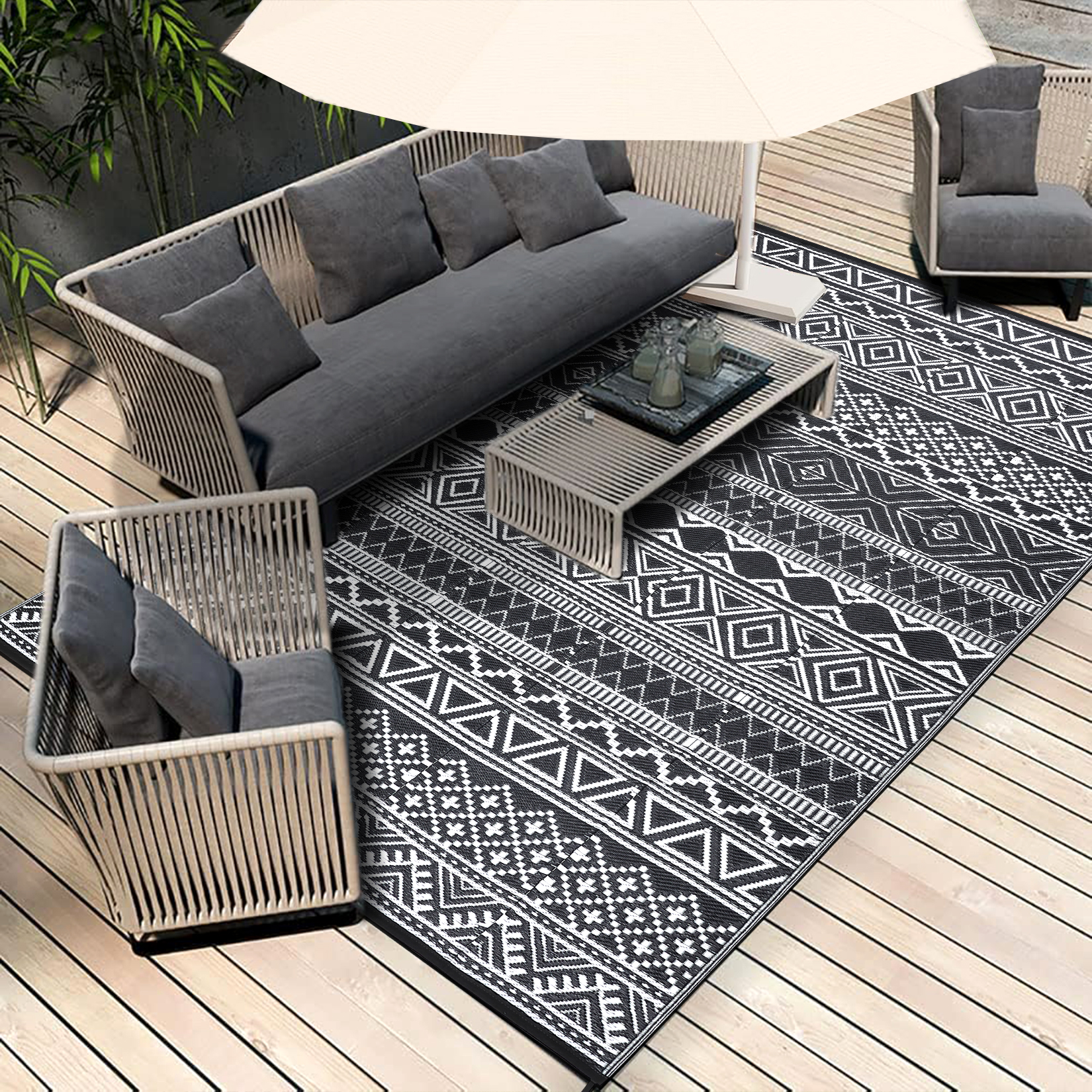 Outdoor Rug Reversible Plastic Straw Rug Modern Area Floor Mat RV Patio Backyard - Picture 45 of 165
