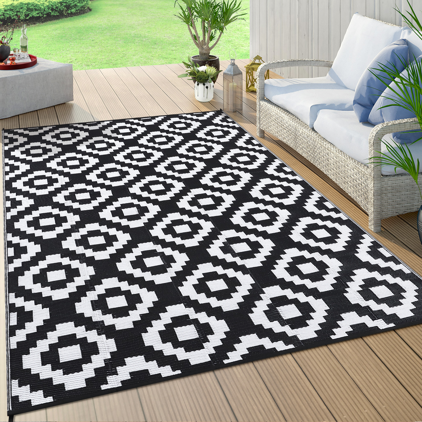 Waterproof Outdoor Rug Reversible Plastic Straw Patio Camping Indoor Mat Carpet - Picture 10 of 234