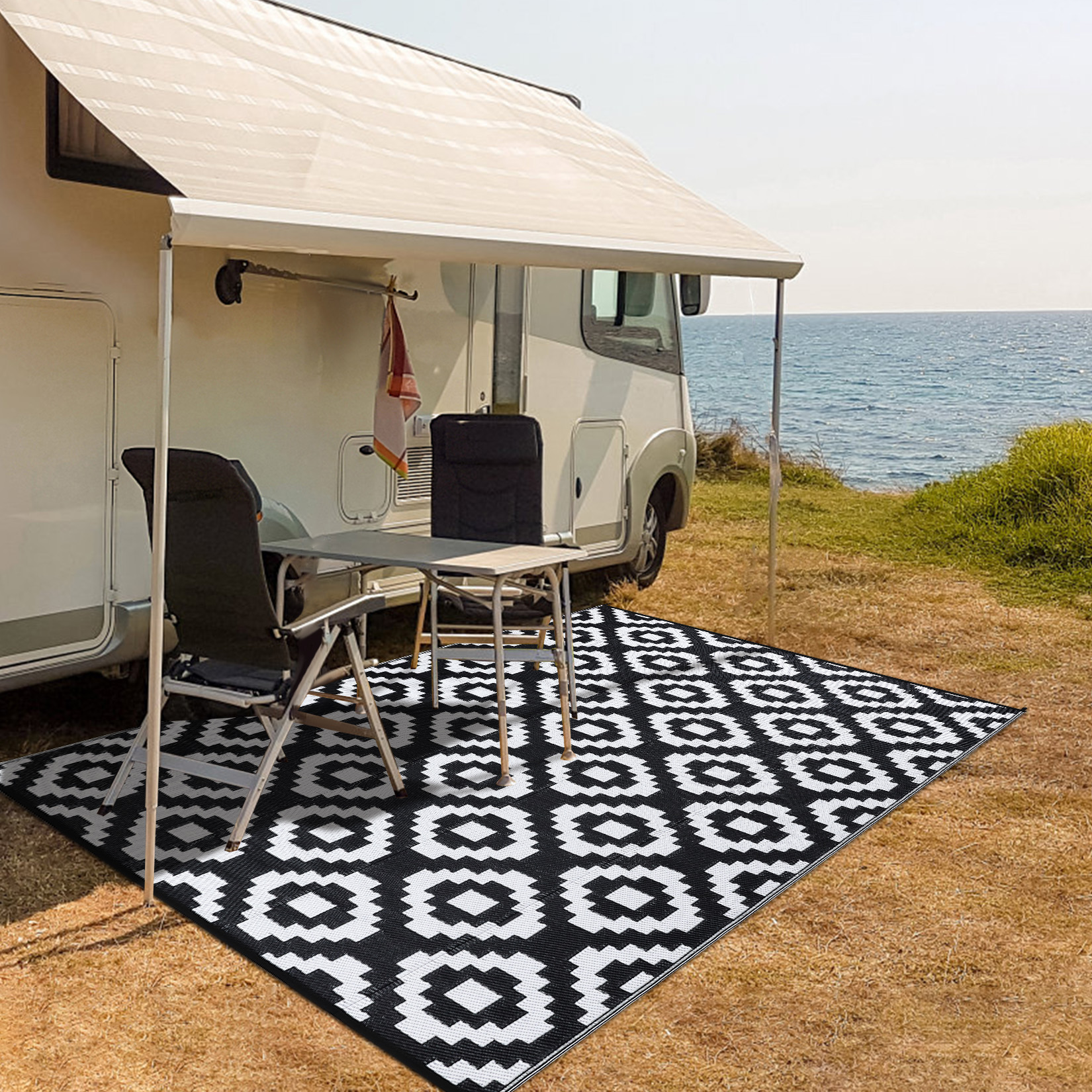 Waterproof Outdoor Rug Reversible Plastic Straw Patio Camping Indoor Mat Carpet - Picture 12 of 234