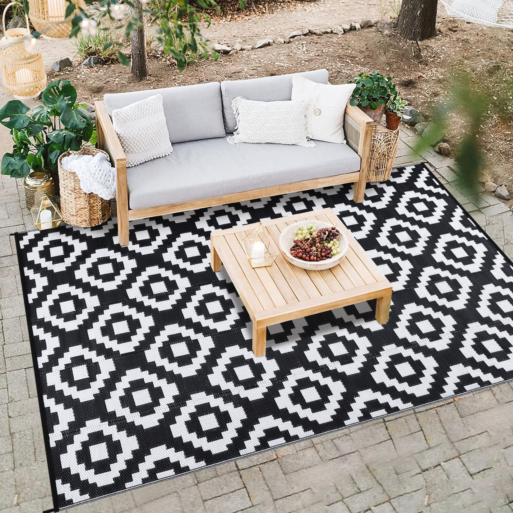 Waterproof Outdoor Rug Reversible Plastic Straw Patio Camping Indoor Mat Carpet - Picture 9 of 234