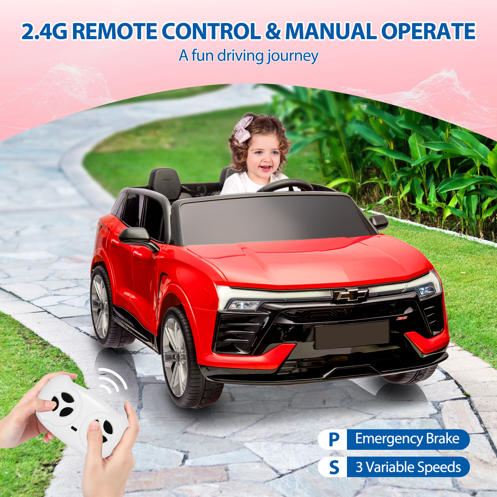 24V 2Seater Licensed Chevrolet SUV Remote Spring Suspension LED Wireless Safety