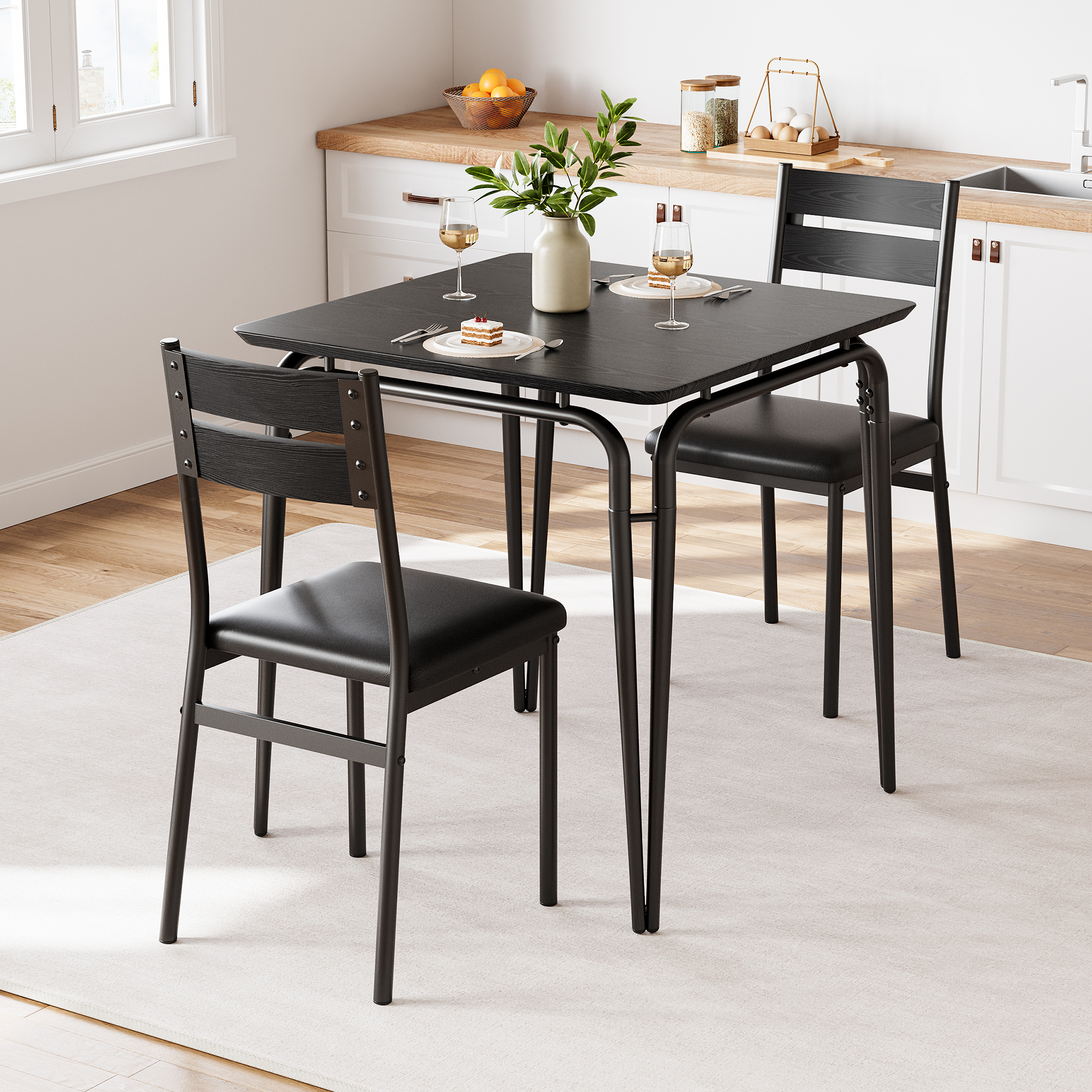 Dining Table Set for 2, Kitchen Table with 2 Chairs for Kitchen & Dining Room
