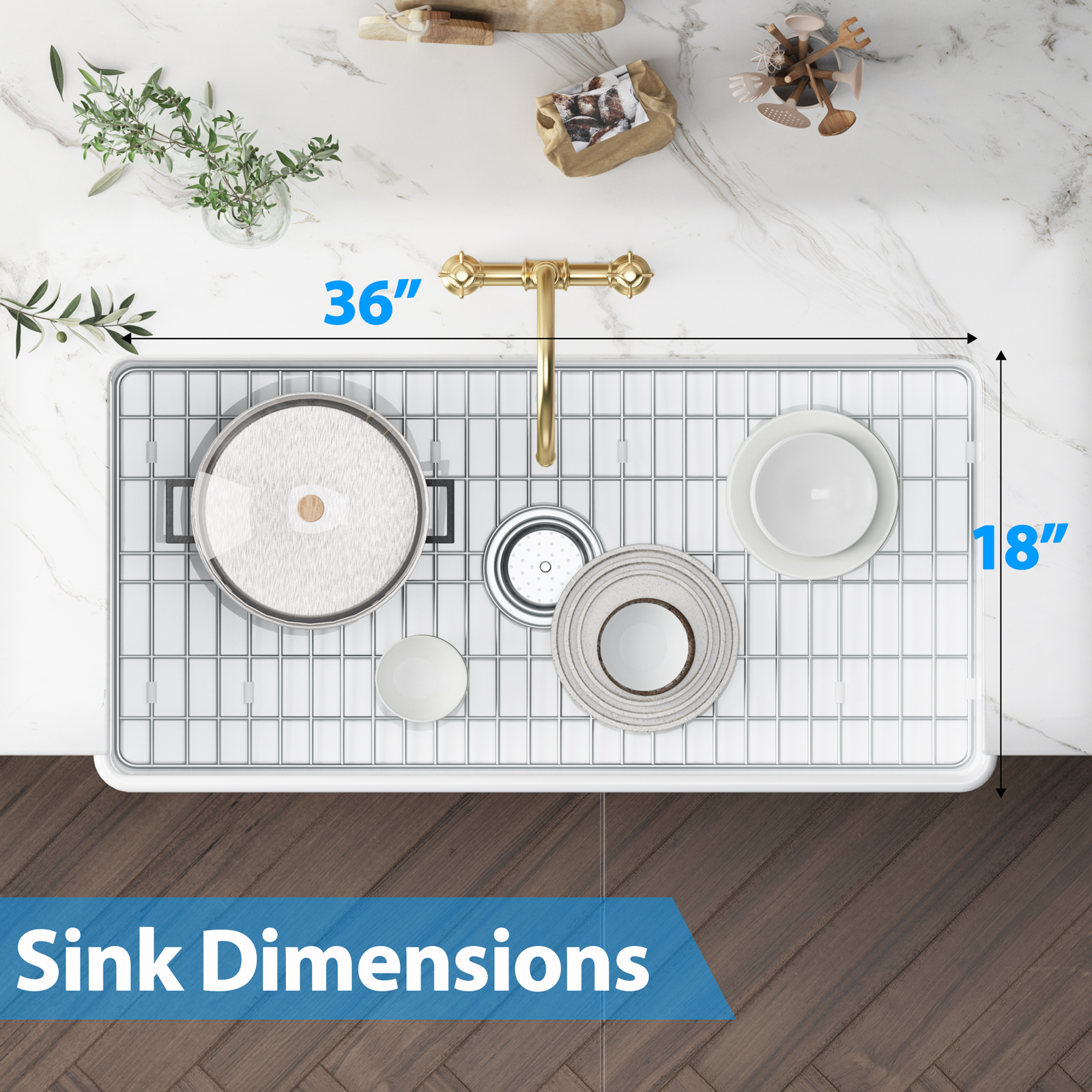 33/36In Ceramic Undermount Kitchen Sink W/Protective Bottom Grid Sink Strainer