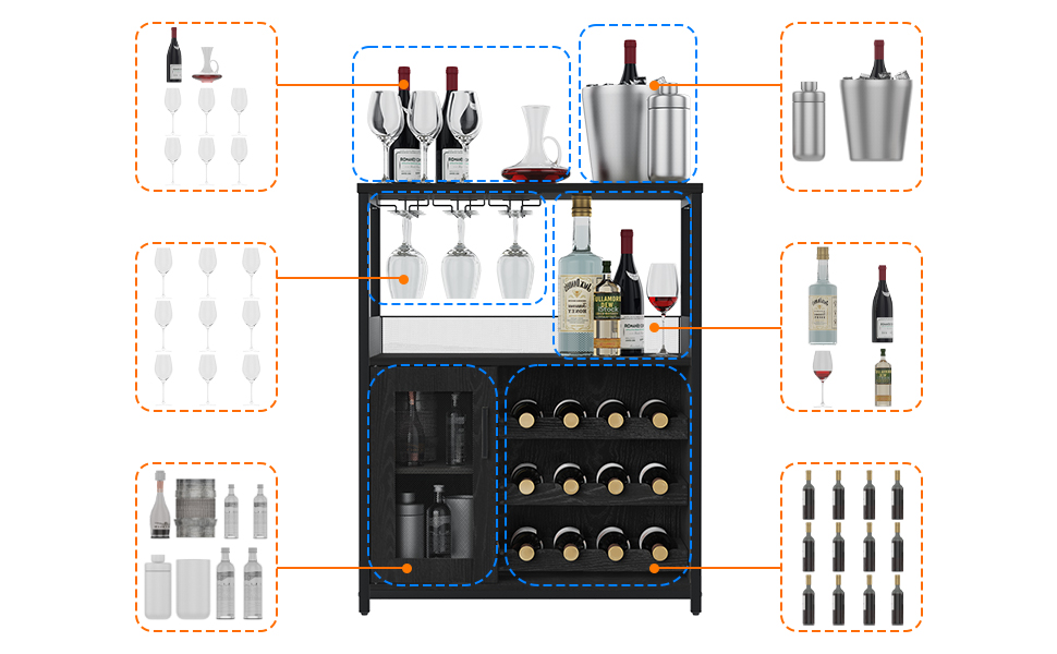Dimensiones detalladas vinoteca negra