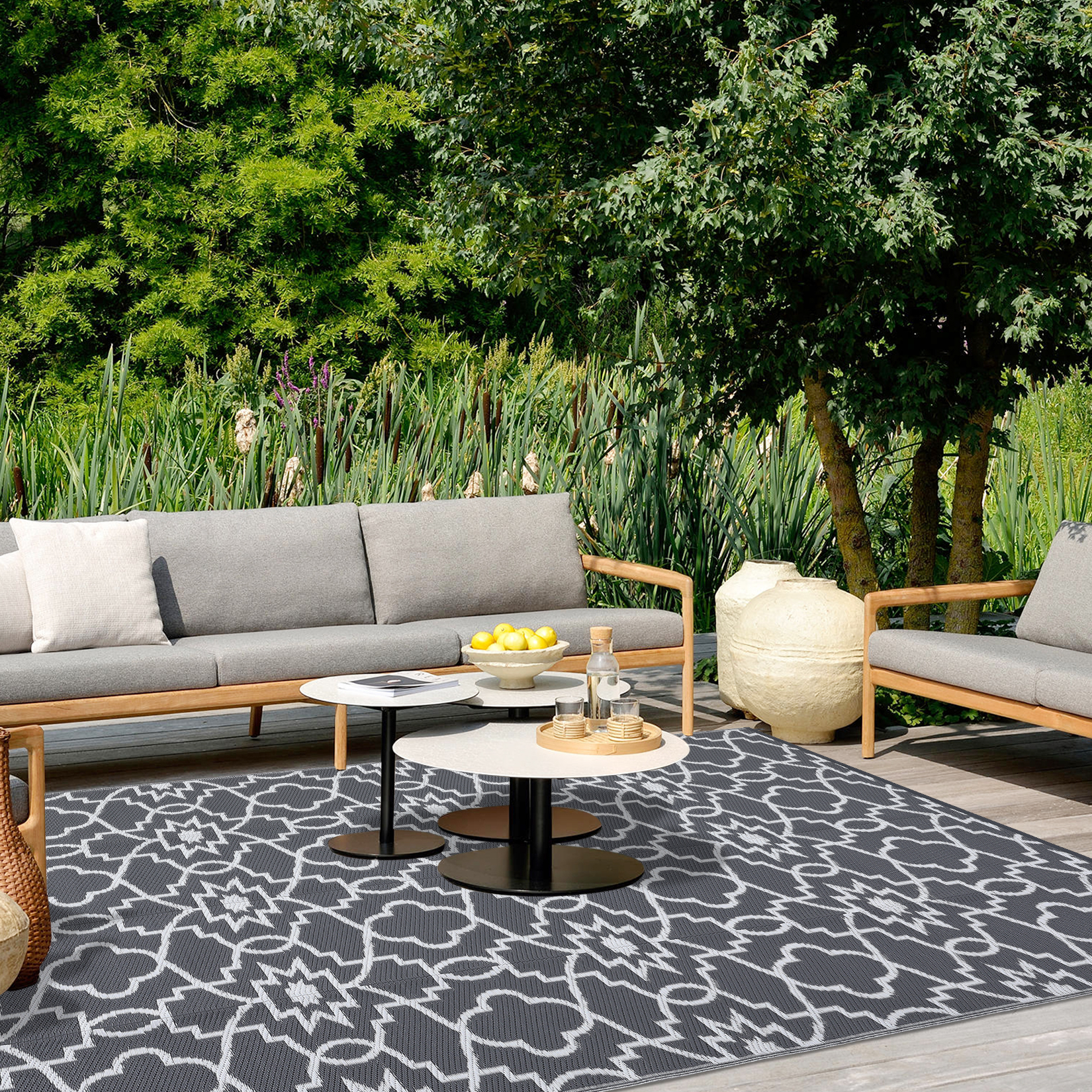 Outdoor Rugs Reversible Mats Boho Plastic Straw Rug for Patio Waterproof Camping - Picture 16 of 75