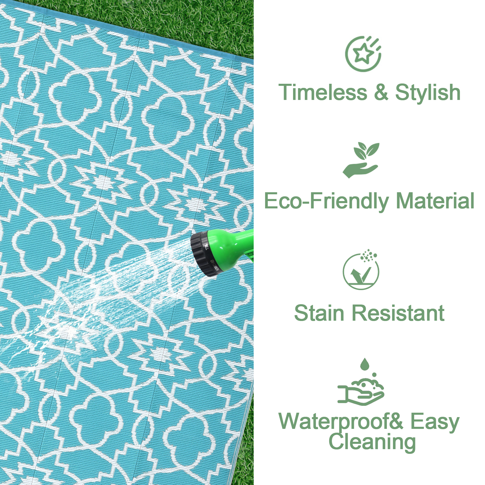 Outdoor Rugs Reversible Mats Boho Plastic Straw Rug for Patio Waterproof Camping - Picture 32 of 75
