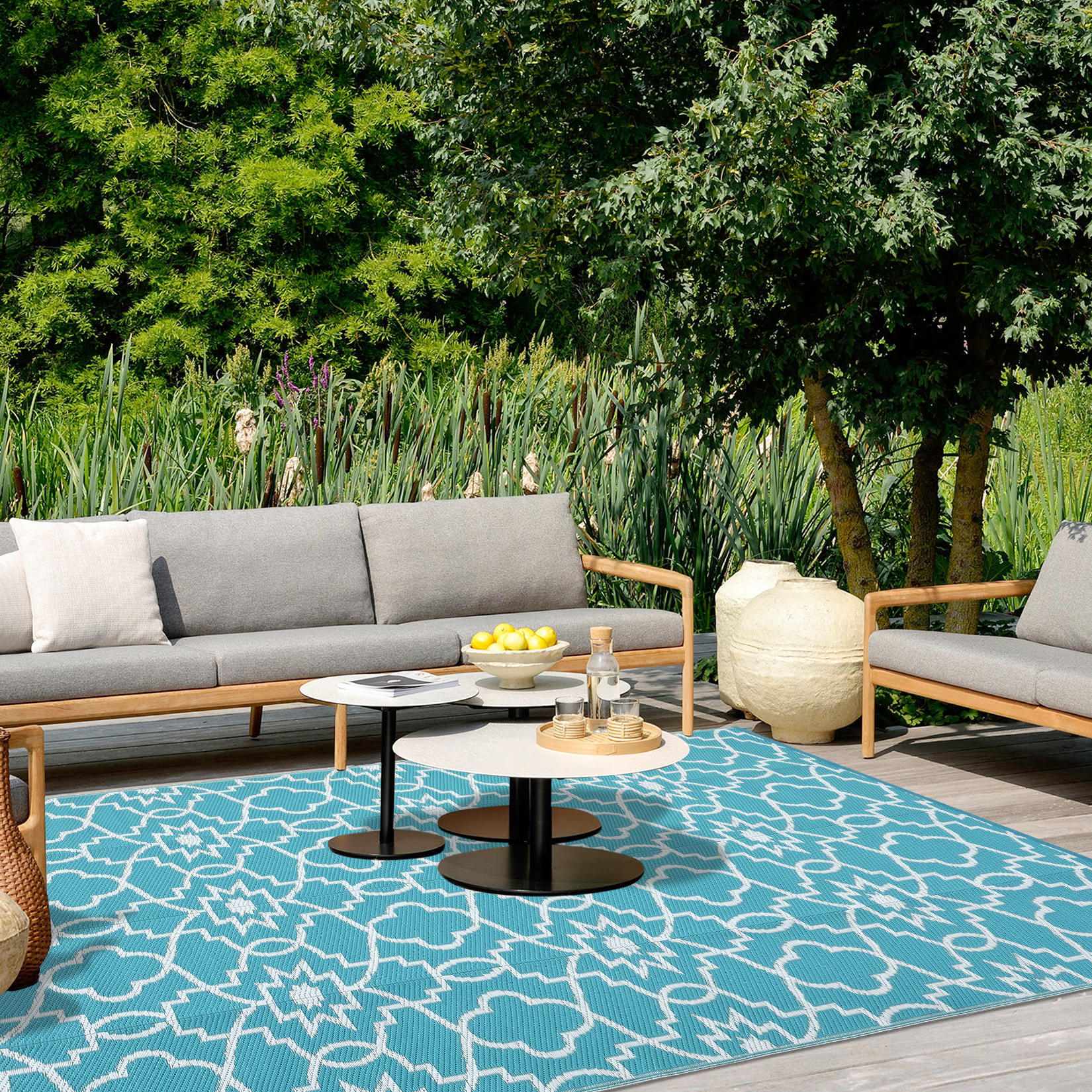 Outdoor Rugs Reversible Mats Boho Plastic Straw Rug for Patio Waterproof Camping - Picture 27 of 75