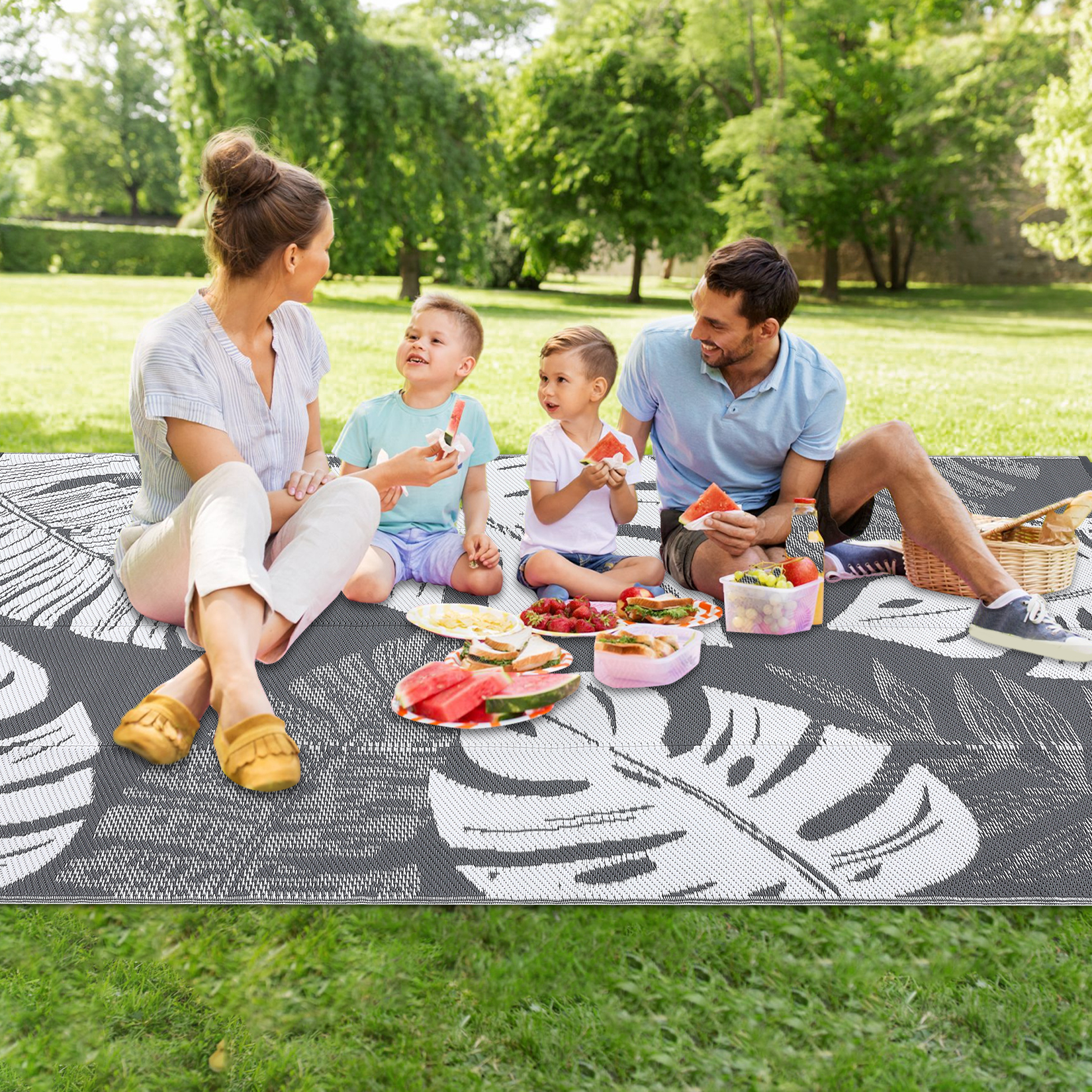 Outdoor Rug Patio Waterproof Reversible Plastic Straw Palm Leaf Patio RV Carpet - Picture 41 of 107