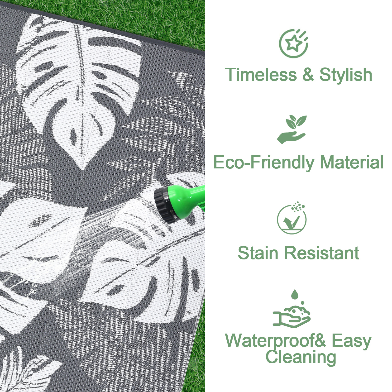 Outdoor Rug Patio Waterproof Reversible Plastic Straw Palm Leaf Patio RV Carpet - Picture 43 of 107
