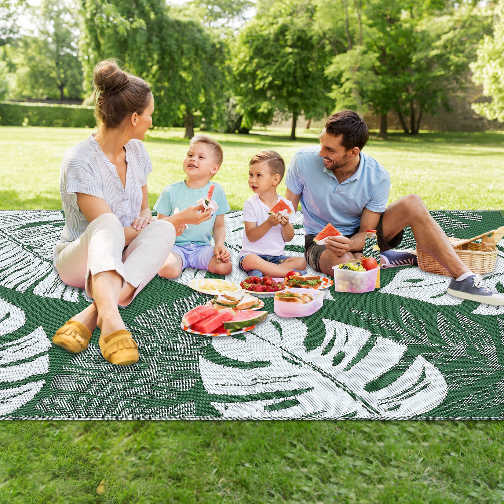 Outdoor Rug Patio Waterproof Reversible Plastic Straw Palm Leaf Patio RV Carpet - Picture 82 of 107