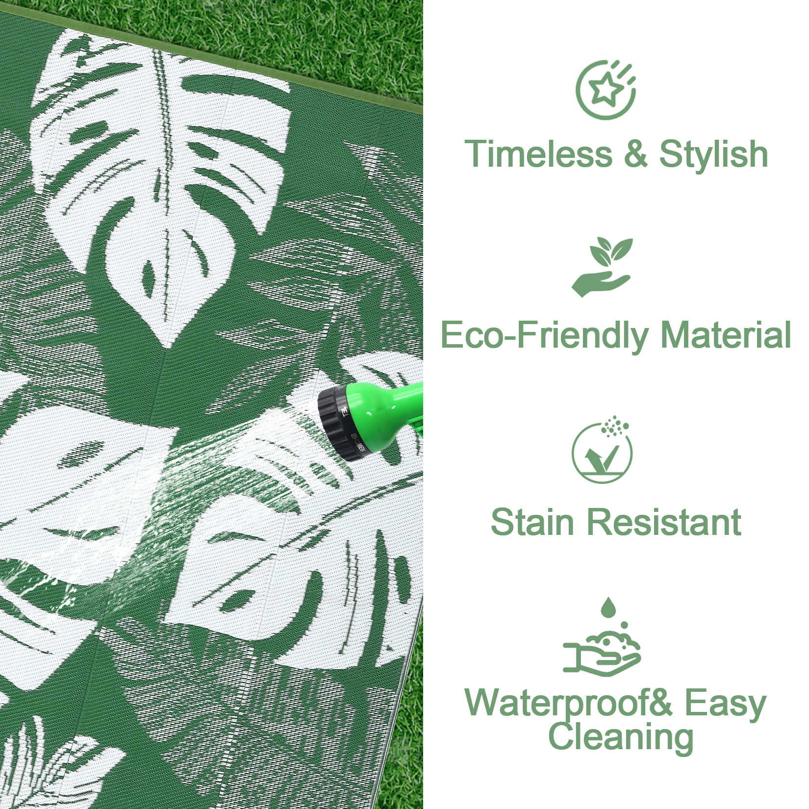 Outdoor Rug Patio Waterproof Reversible Plastic Straw Palm Leaf Patio RV Carpet - Picture 74 of 107