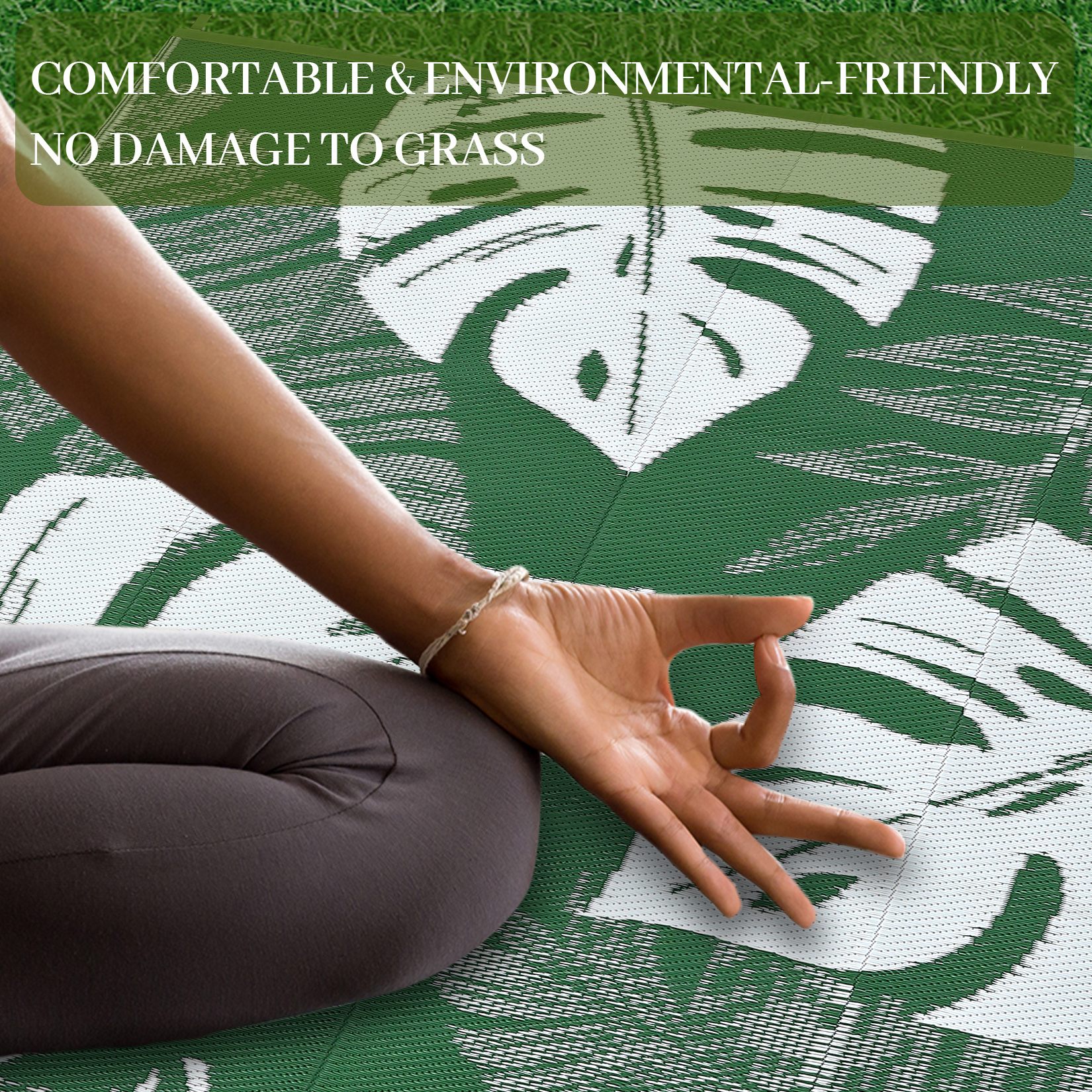Outdoor Rug Patio Waterproof Reversible Plastic Straw Palm Leaf Patio RV Carpet - Picture 75 of 107