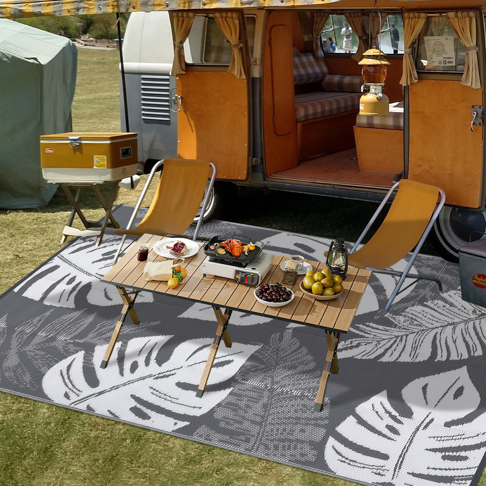 Outdoor Rug Patio Waterproof Reversible Plastic Straw Palm Leaf Patio RV Carpet - Picture 59 of 107