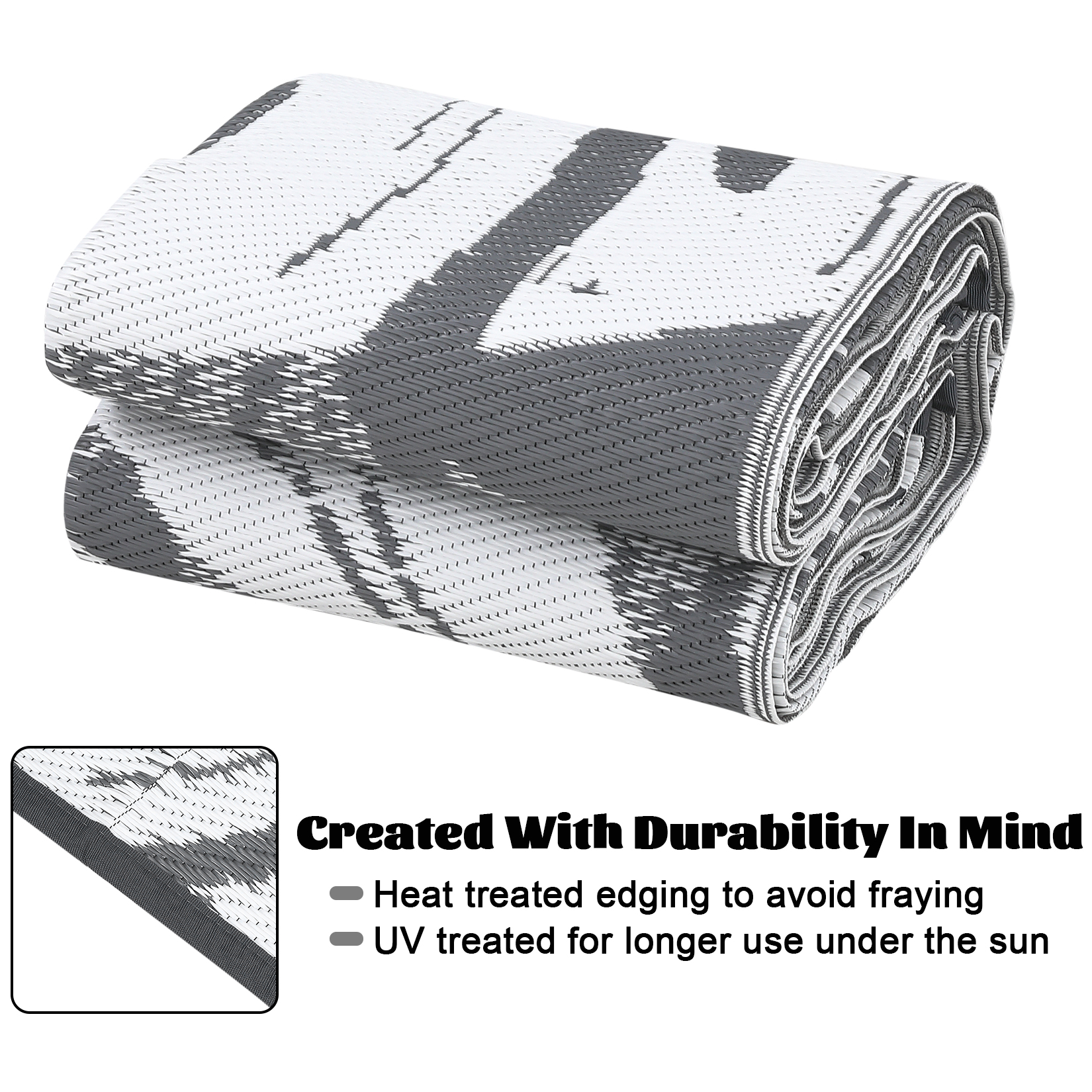 Outdoor Rug Patio Waterproof Reversible Plastic Straw Palm Leaf Patio RV Carpet - Picture 62 of 107