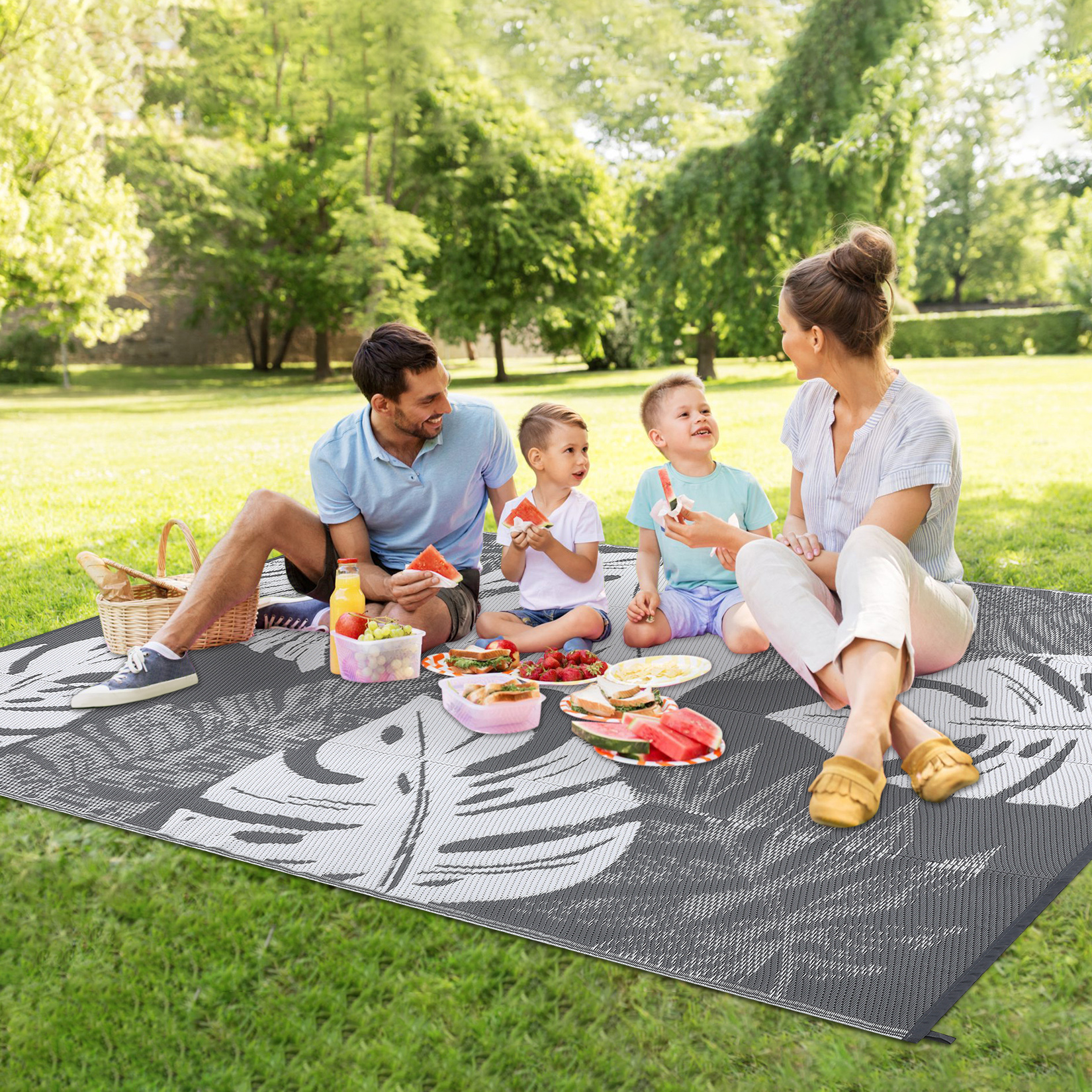 Outdoor Rug Patio Waterproof Reversible Plastic Straw Palm Leaf Patio RV Carpet - Picture 64 of 107