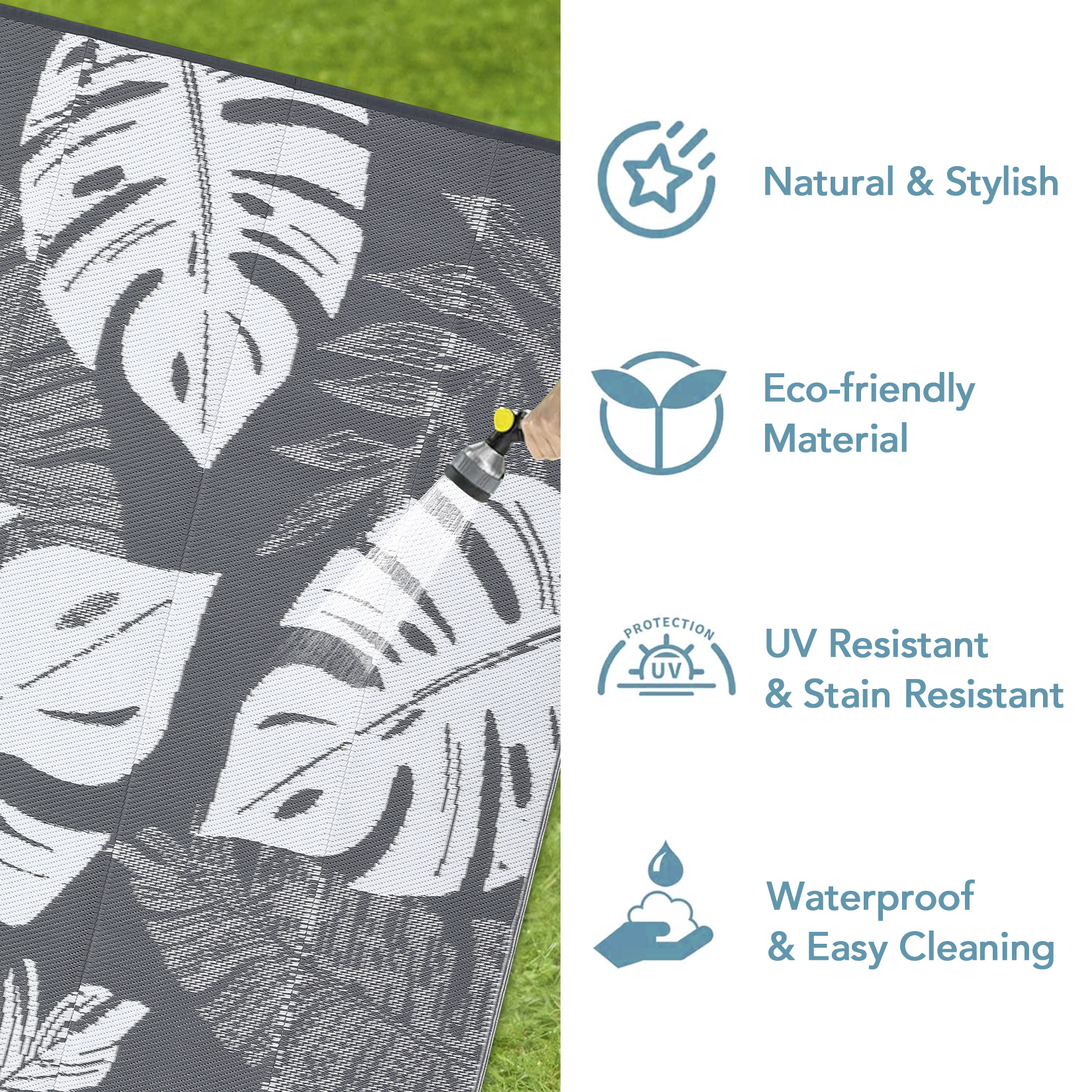 Outdoor Rug Patio Waterproof Reversible Plastic Straw Palm Leaf Patio RV Carpet - Picture 69 of 107