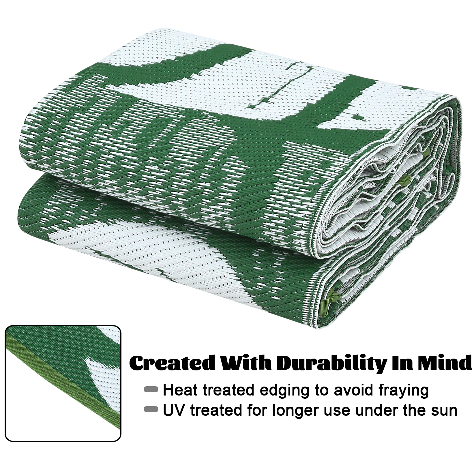 Outdoor Rug Patio Waterproof Reversible Plastic Straw Palm Leaf Patio RV Carpet - Picture 30 of 107