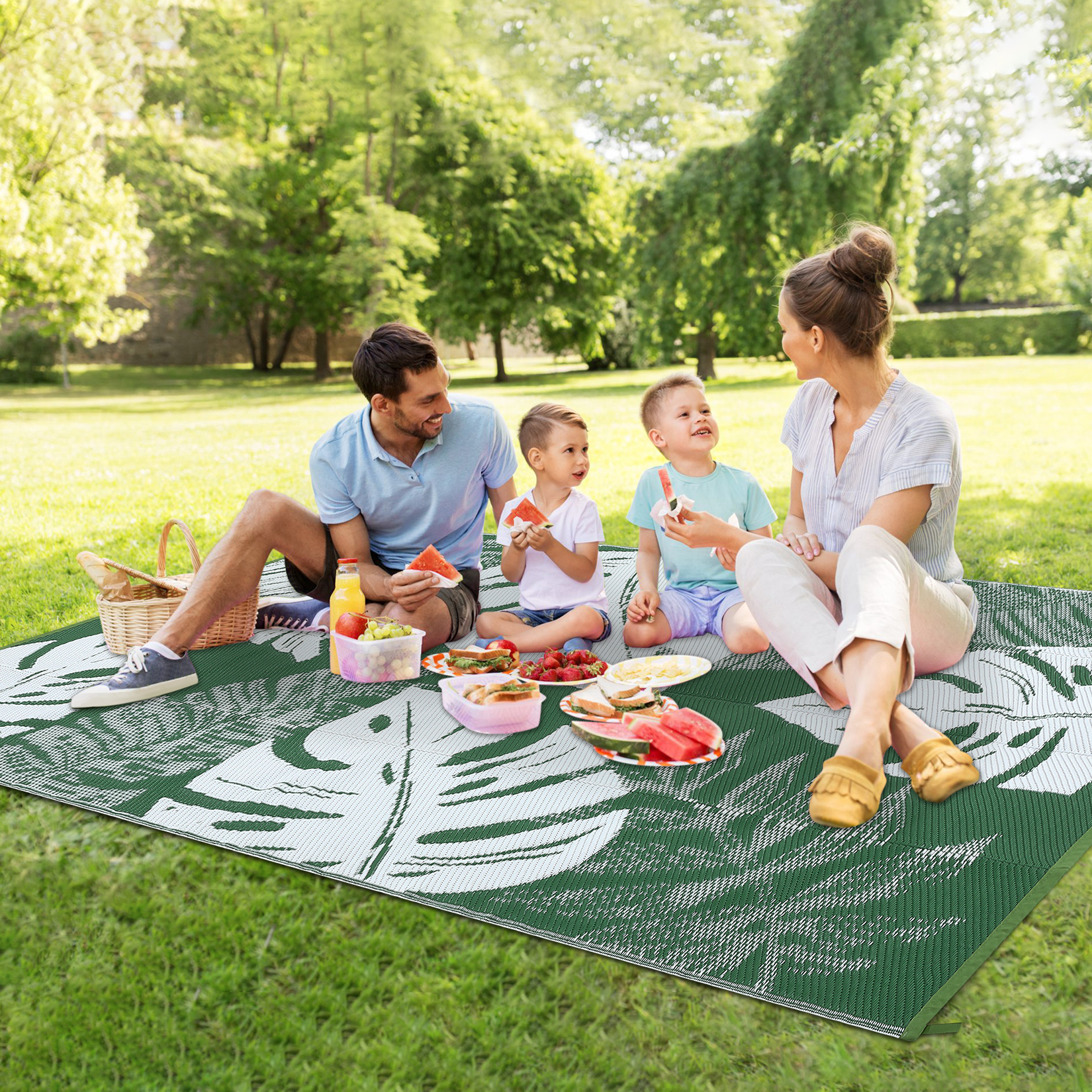 Outdoor Rug Patio Waterproof Reversible Plastic Straw Palm Leaf Patio RV Carpet - Picture 33 of 107