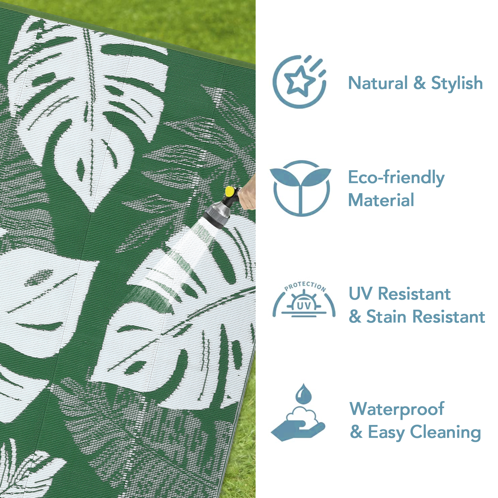 Outdoor Rug Patio Waterproof Reversible Plastic Straw Palm Leaf Patio RV Carpet - Picture 36 of 107