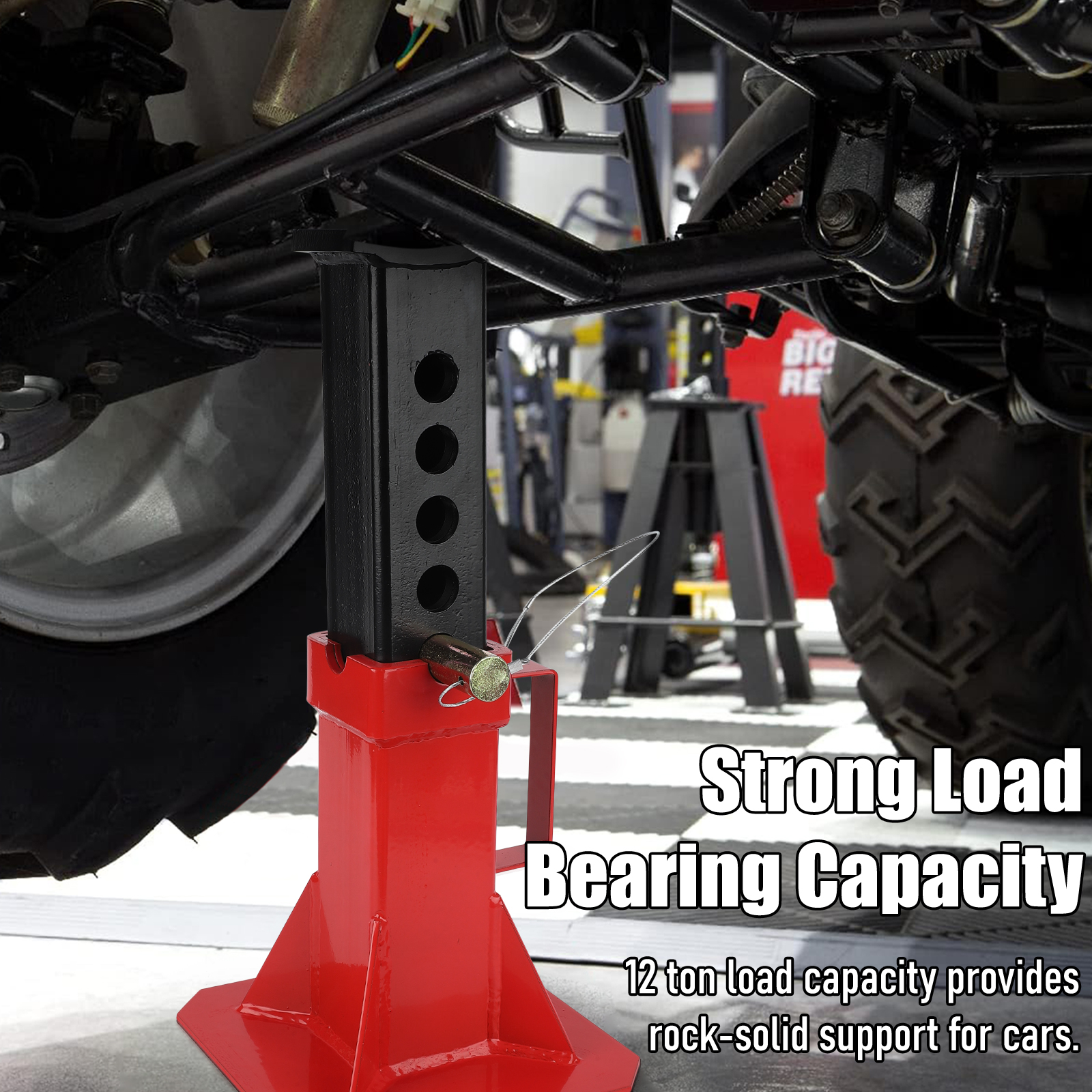 2PCS Car Jack Stand 12/22Ton Adjustable Height Pin Type Car Jack Stand W/ Lock