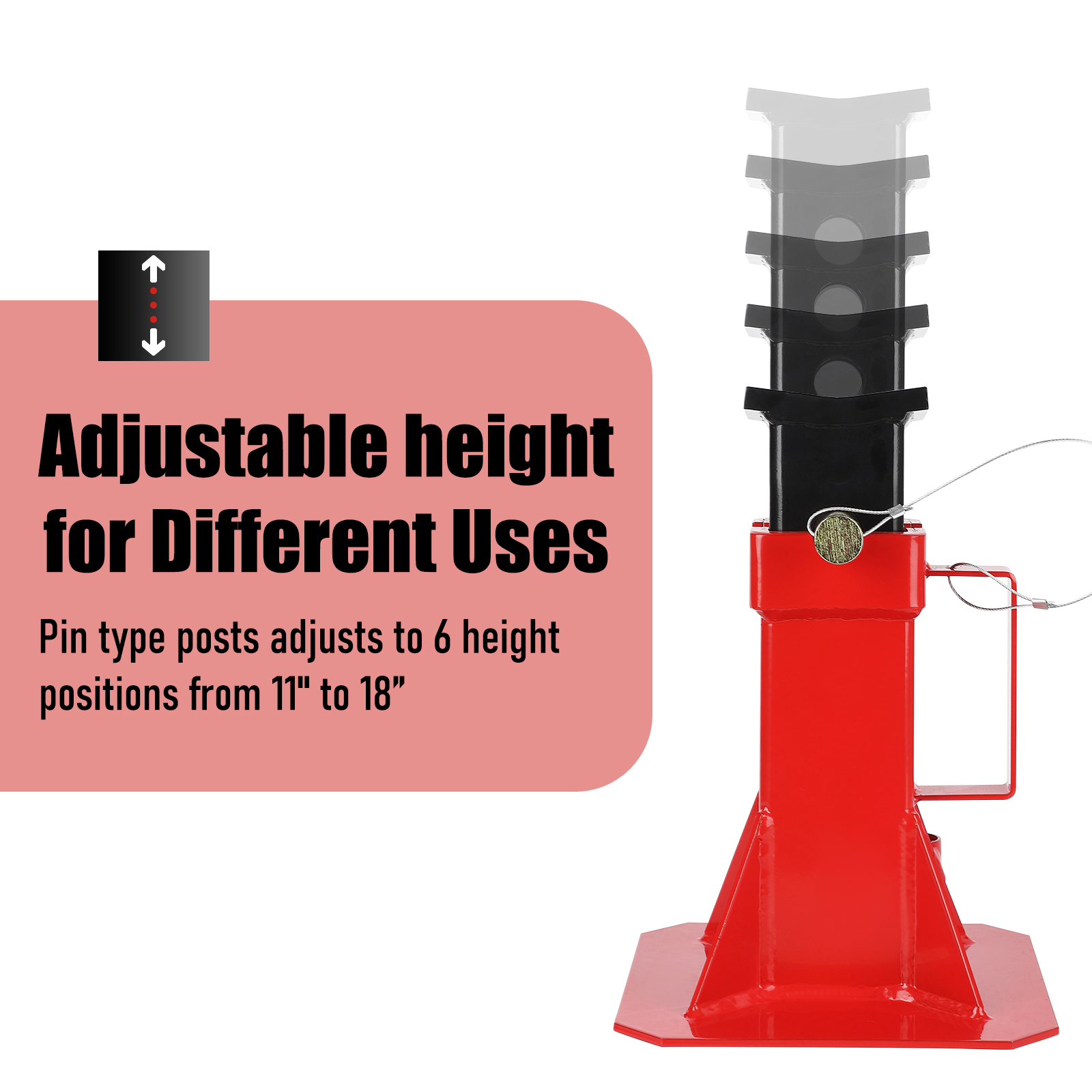 2PCS Car Jack Stand 12/22Ton Adjustable Height Pin Type Car Jack Stand W/ Lock