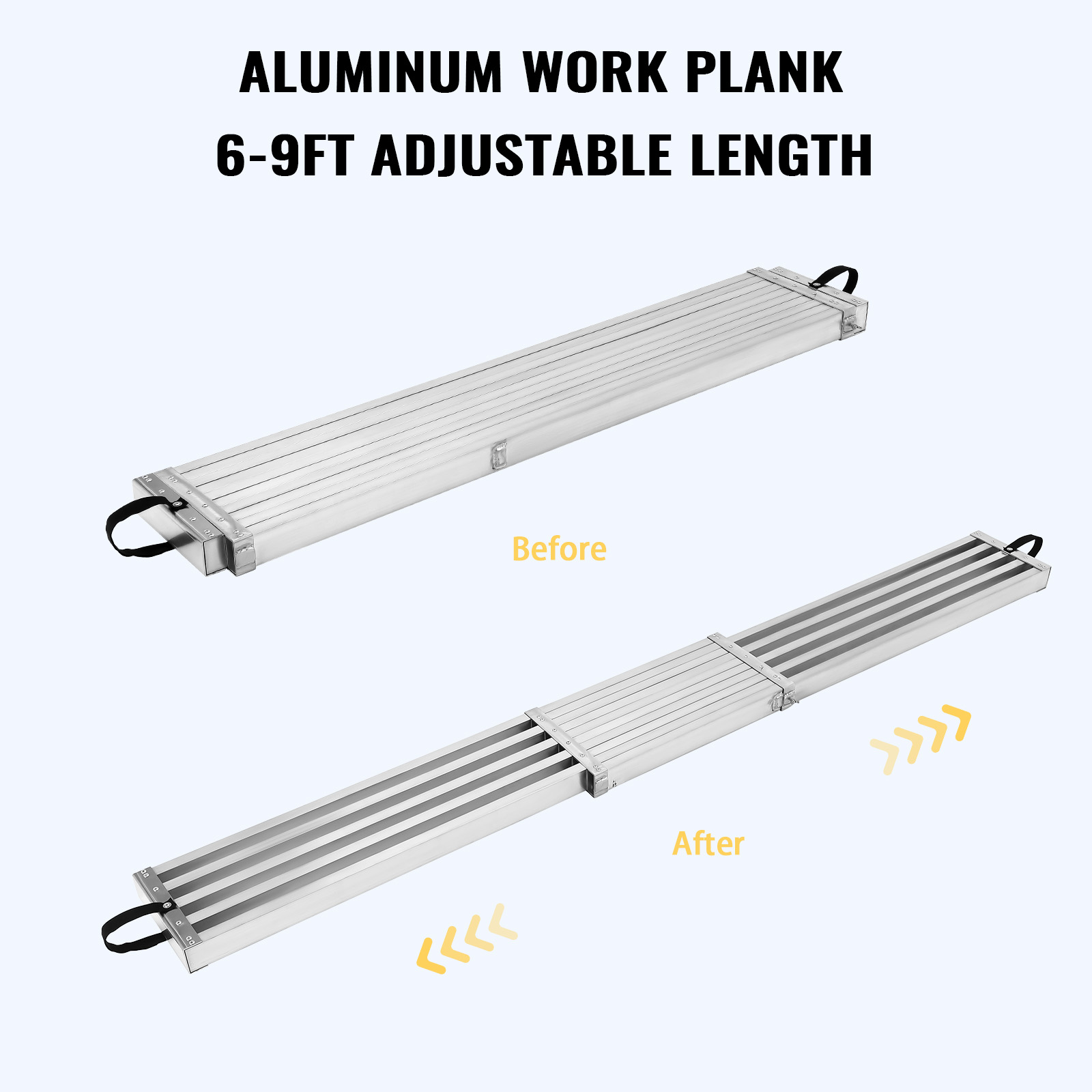 Aluminum Work Plank Telescoping 6-9 ft / 8-13 ft / 9-15 ft 440LBS Scaffold Plank