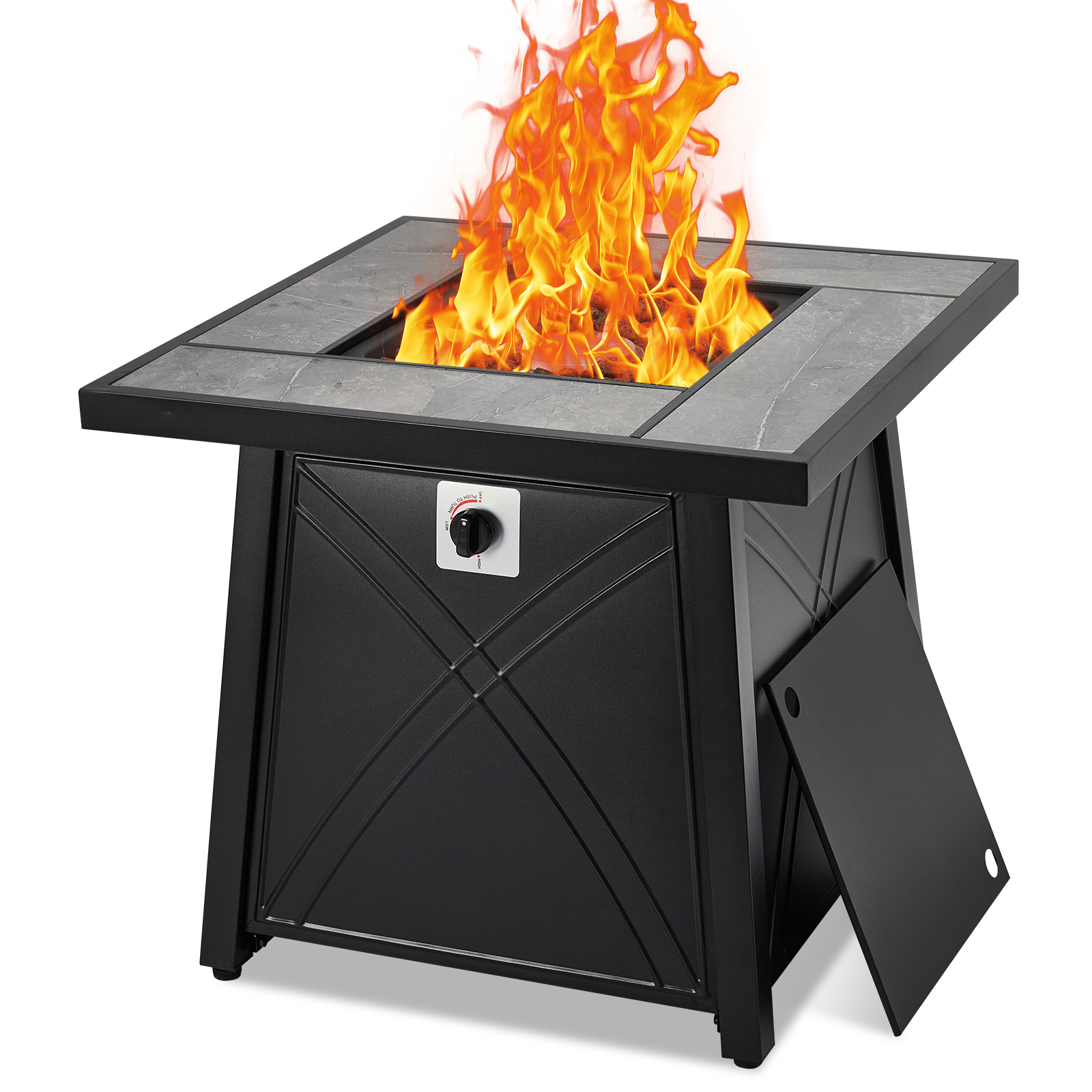 28" Outdoor Propane Fire Pit Table 50000 BTU Patio Rectangle Gas Firepit Table - Picture 14 of 15