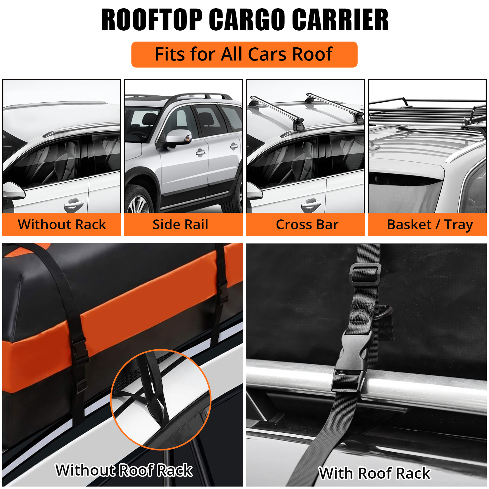 15/21 Cubic Car Roof Top Rack Cargo Carrier Bag Luggage Storage Waterproof SUV