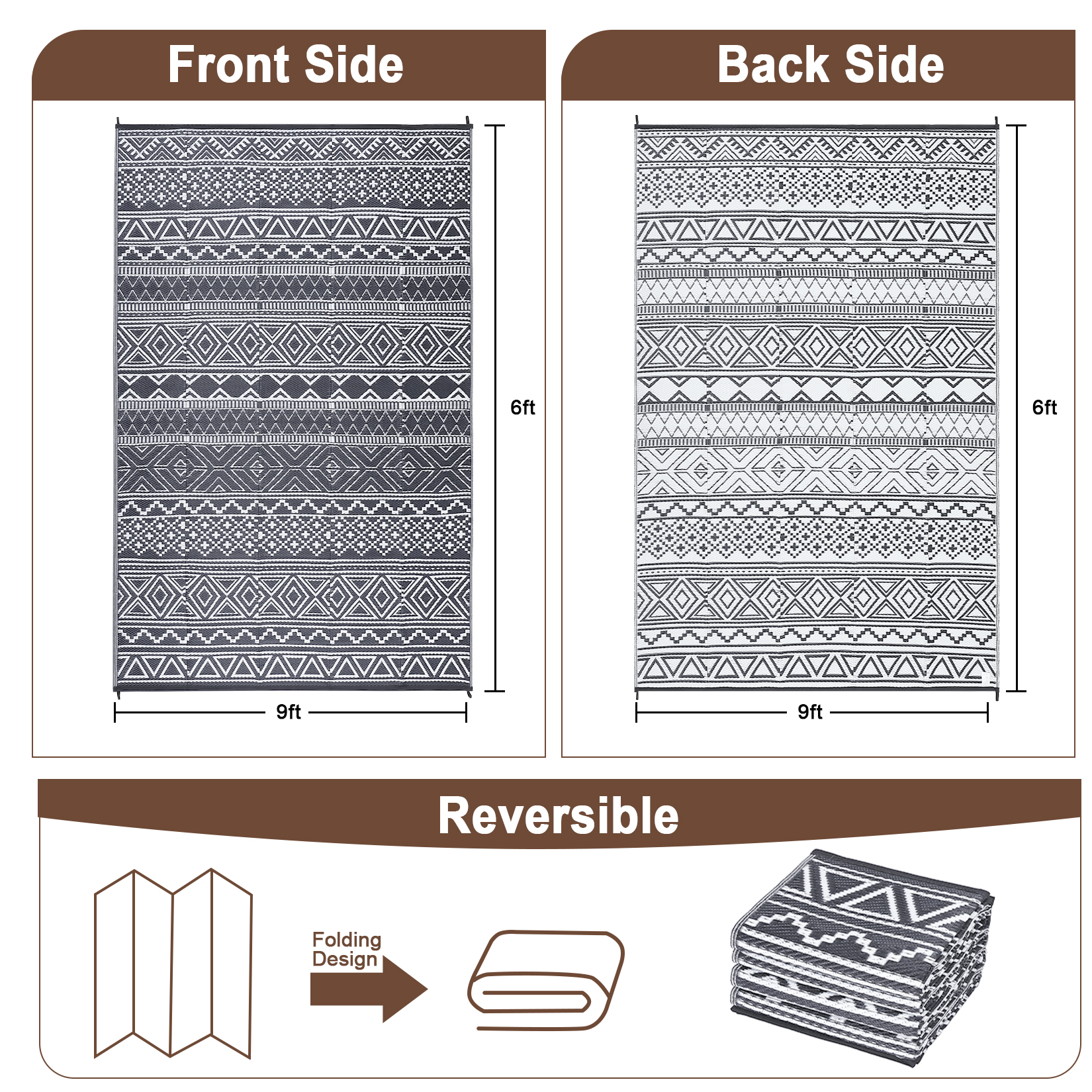 Outdoor Rug Reversible Plastic Straw Rug Modern Area Floor Mat RV Patio Backyard - Picture 67 of 165