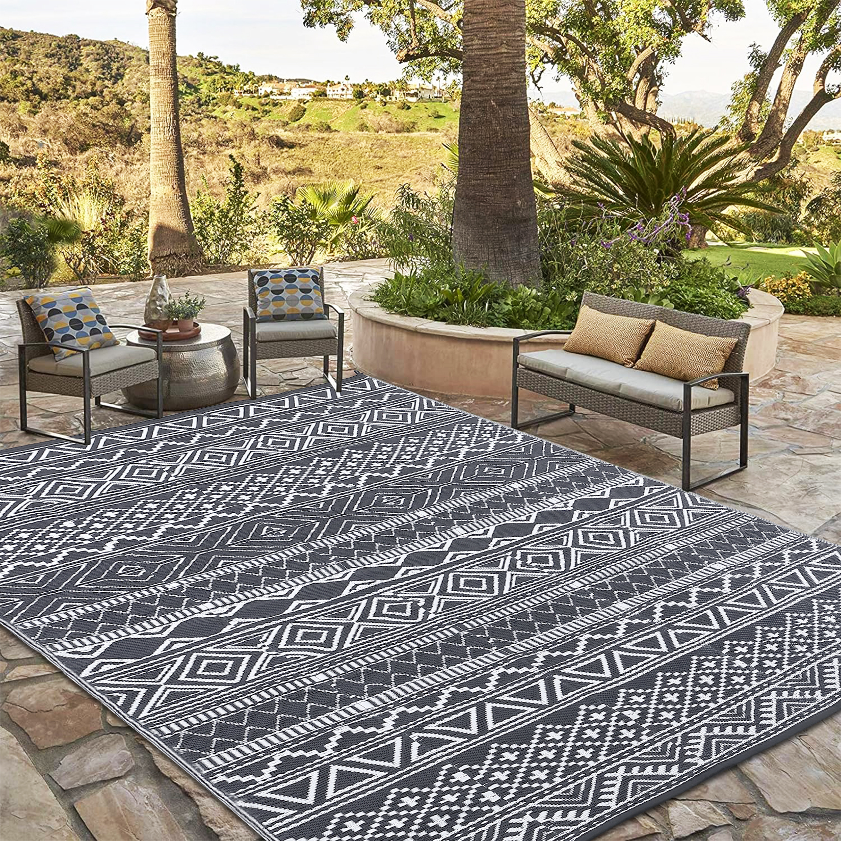 Outdoor Rug Reversible Plastic Straw Rug Modern Area Floor Mat RV Patio Backyard - Picture 14 of 165