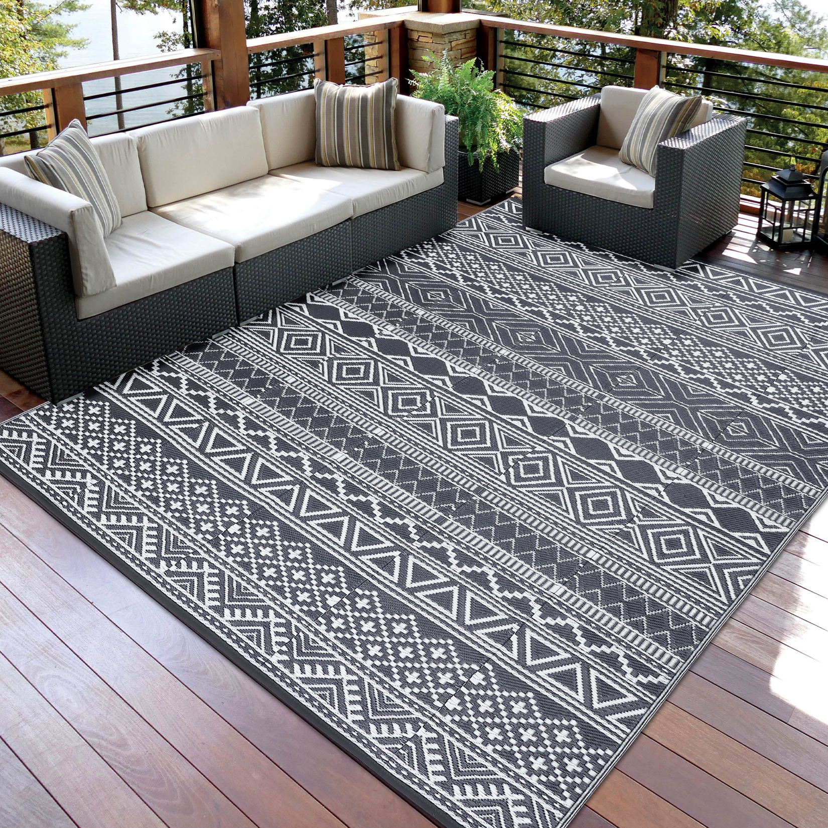 Outdoor Rug Reversible Plastic Straw Rug Modern Area Floor Mat RV Patio Backyard - Picture 18 of 165