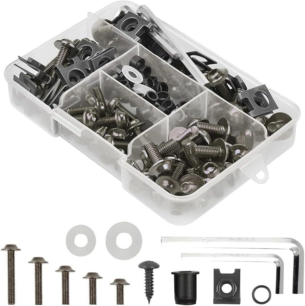 177pcs Motorcycle Sportbike Universal Fairing Bolts Kit Fastener Clips Screws - Picture 24 of 29