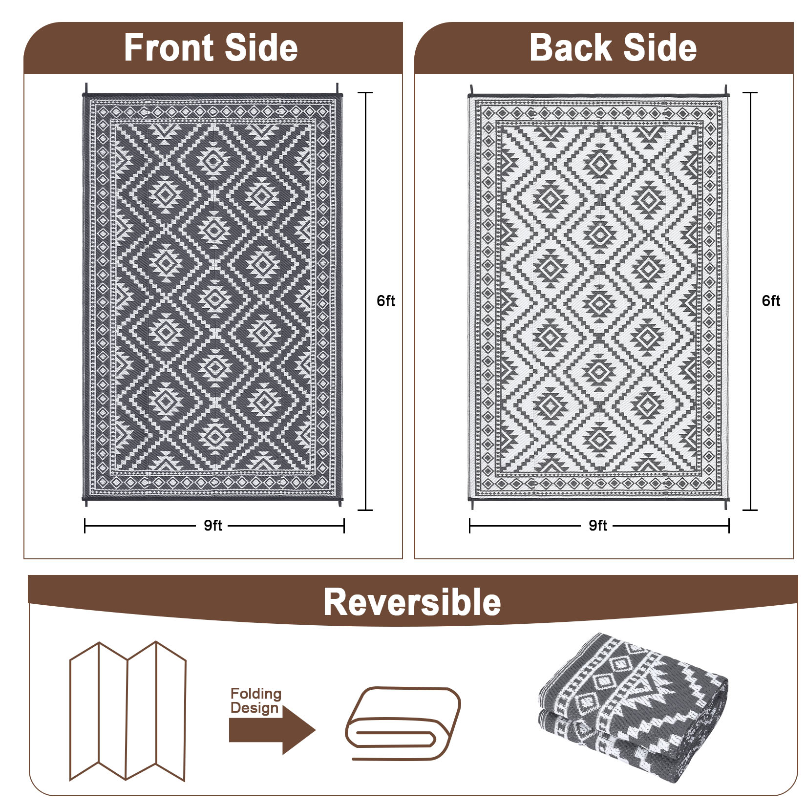 Outdoor Rugs Mats Trellis Plastic Straw for Camping Beach Deck Picnic Backyard - Picture 22 of 51