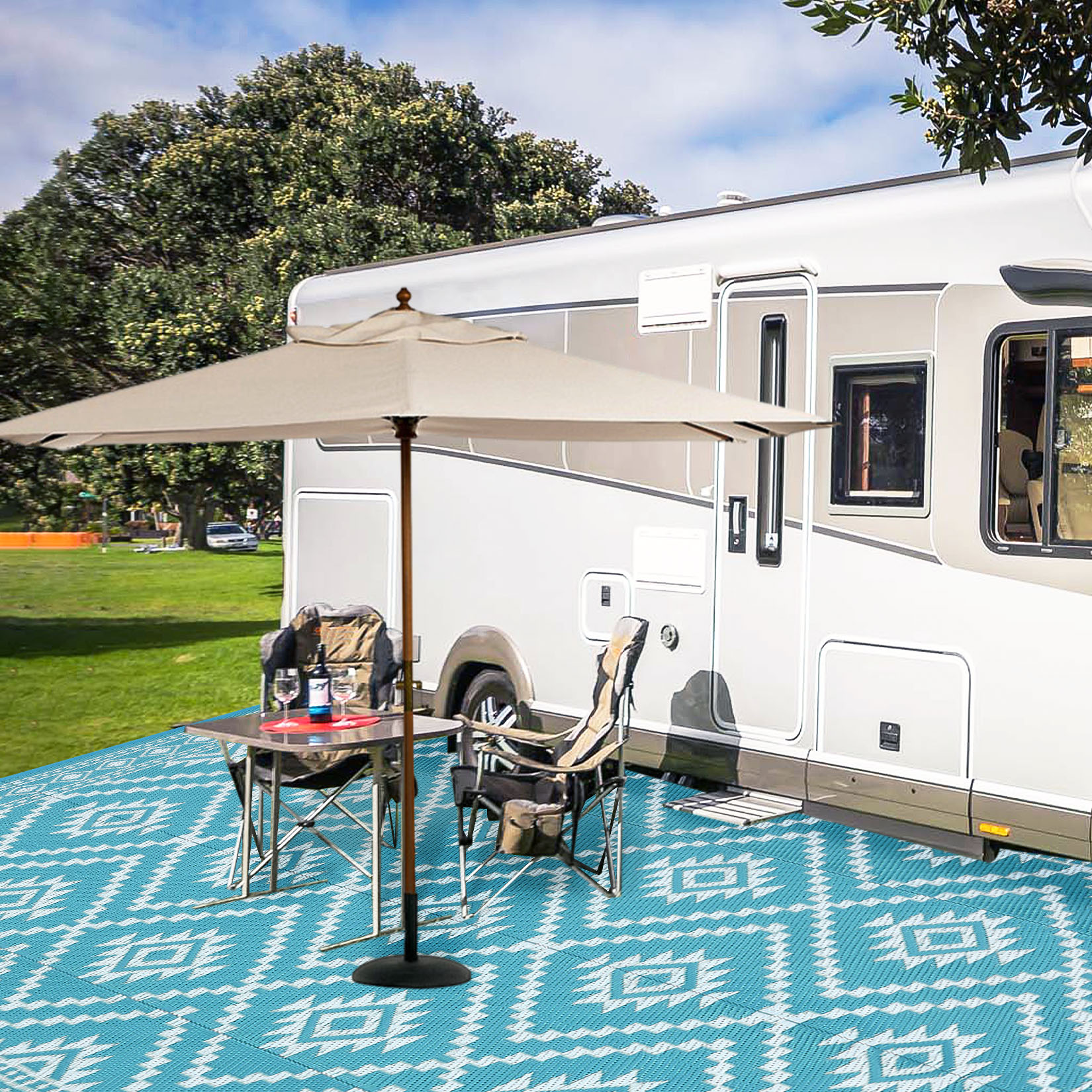 Outdoor Rugs Mats Trellis Plastic Straw for Camping Beach Deck Picnic Backyard - Picture 12 of 51