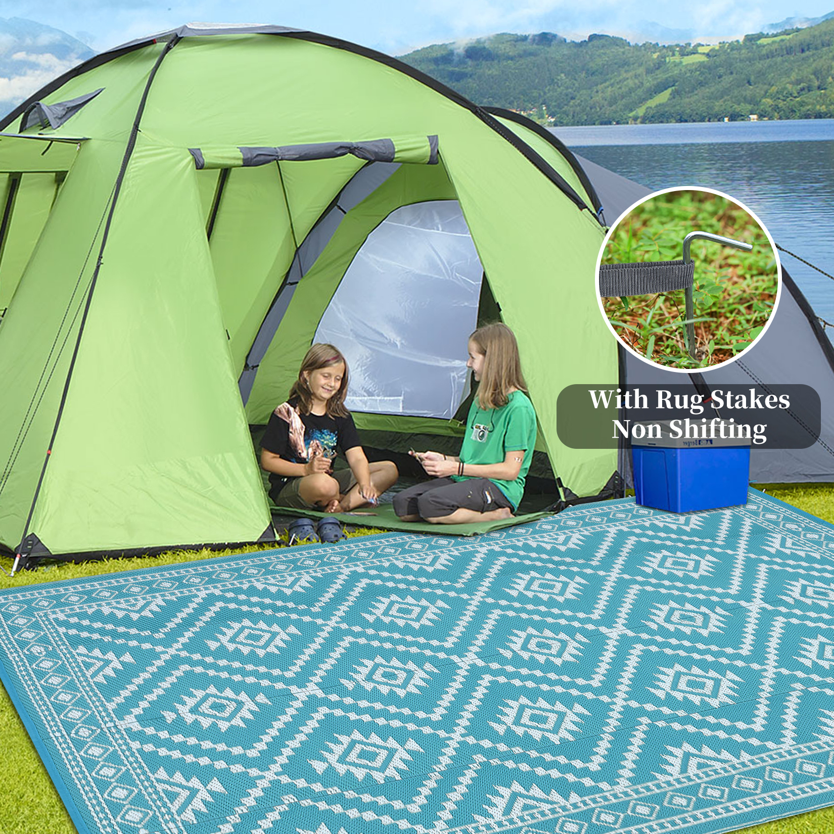 Outdoor Rugs Mats Trellis Plastic Straw for Camping Beach Deck Picnic Backyard - Picture 8 of 51
